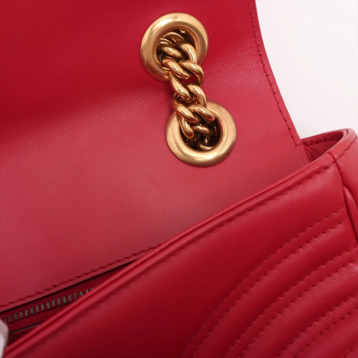 GG Marmont Leather Chain Shoulder Bag Red 443497 — view 10
