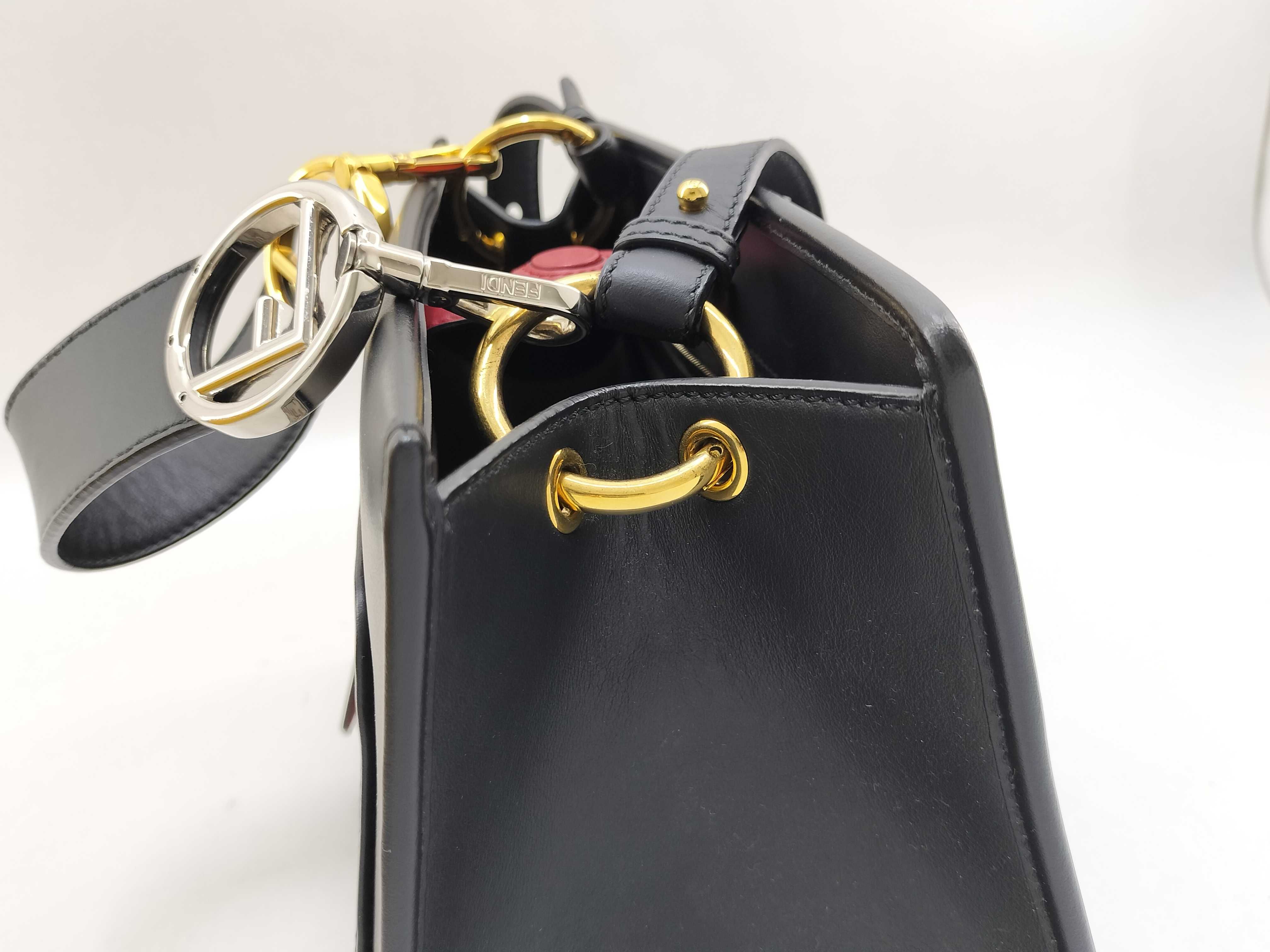 Runaway Leather 2-Way Handbag, Black x Red, 8BH344 (Handbag) — view 14
