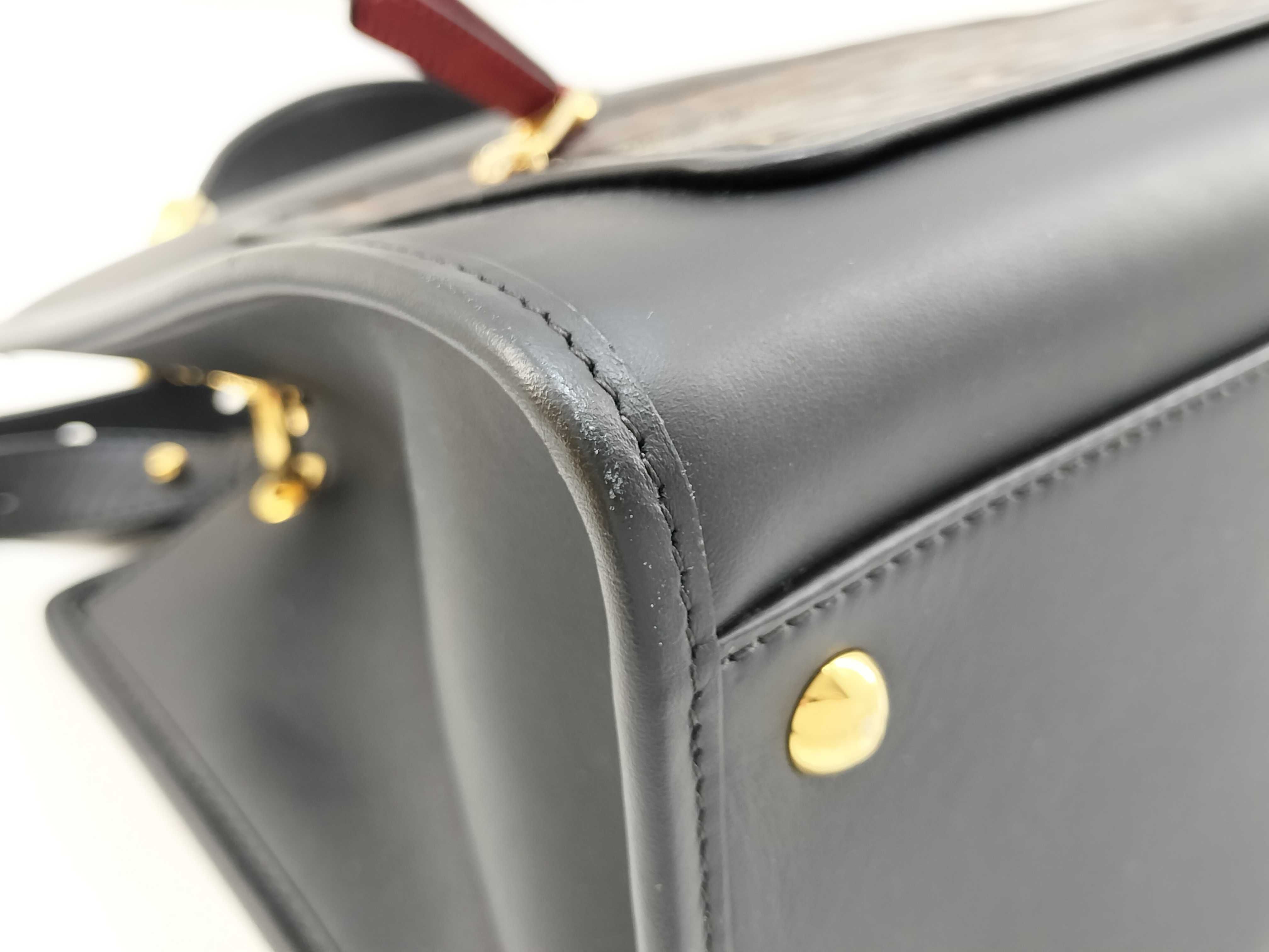 Runaway Leather 2-Way Handbag, Black x Red, 8BH344 (Handbag) — view 4