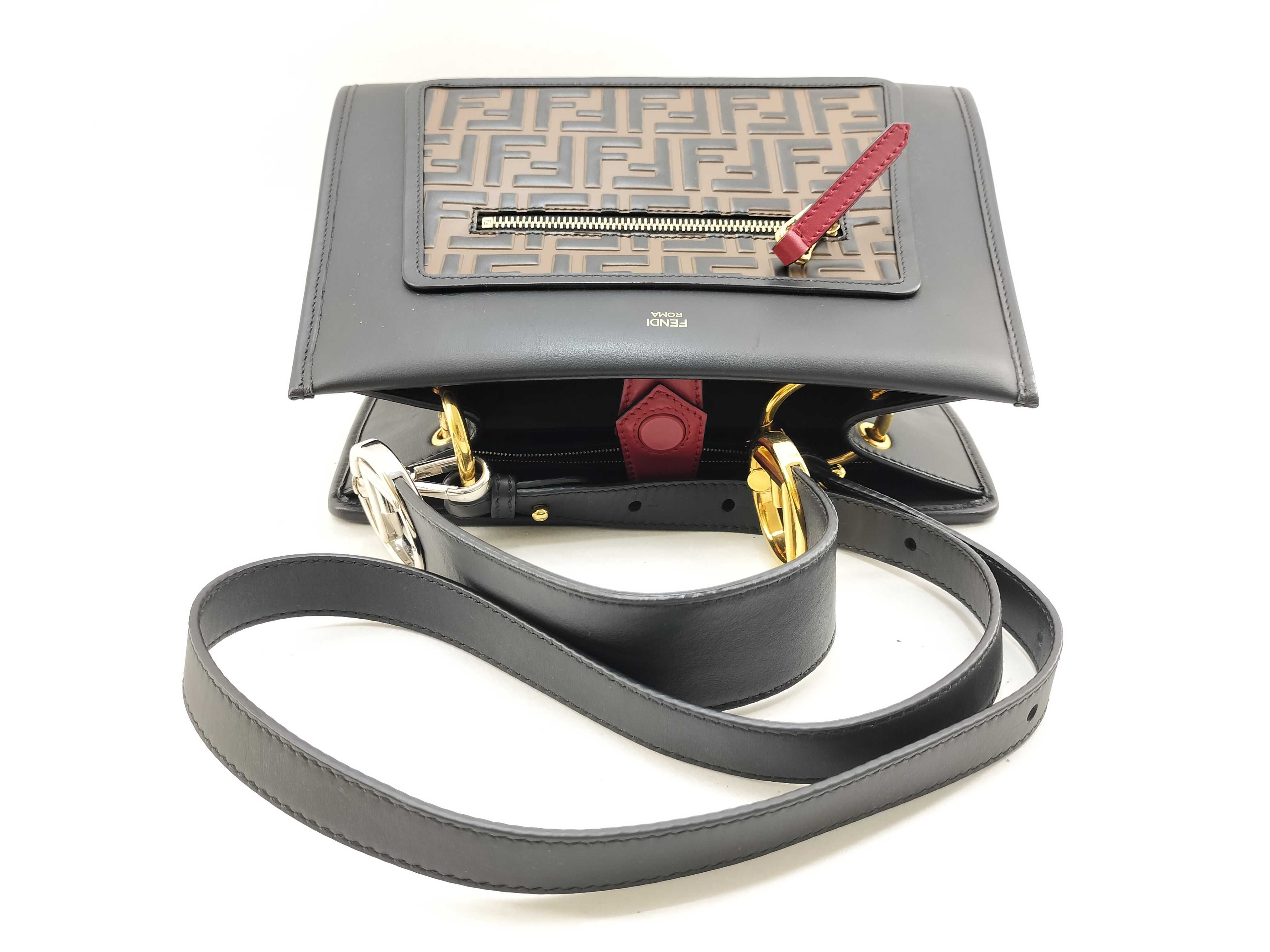 Runaway Leather 2-Way Handbag, Black x Red, 8BH344 (Handbag) — view 7