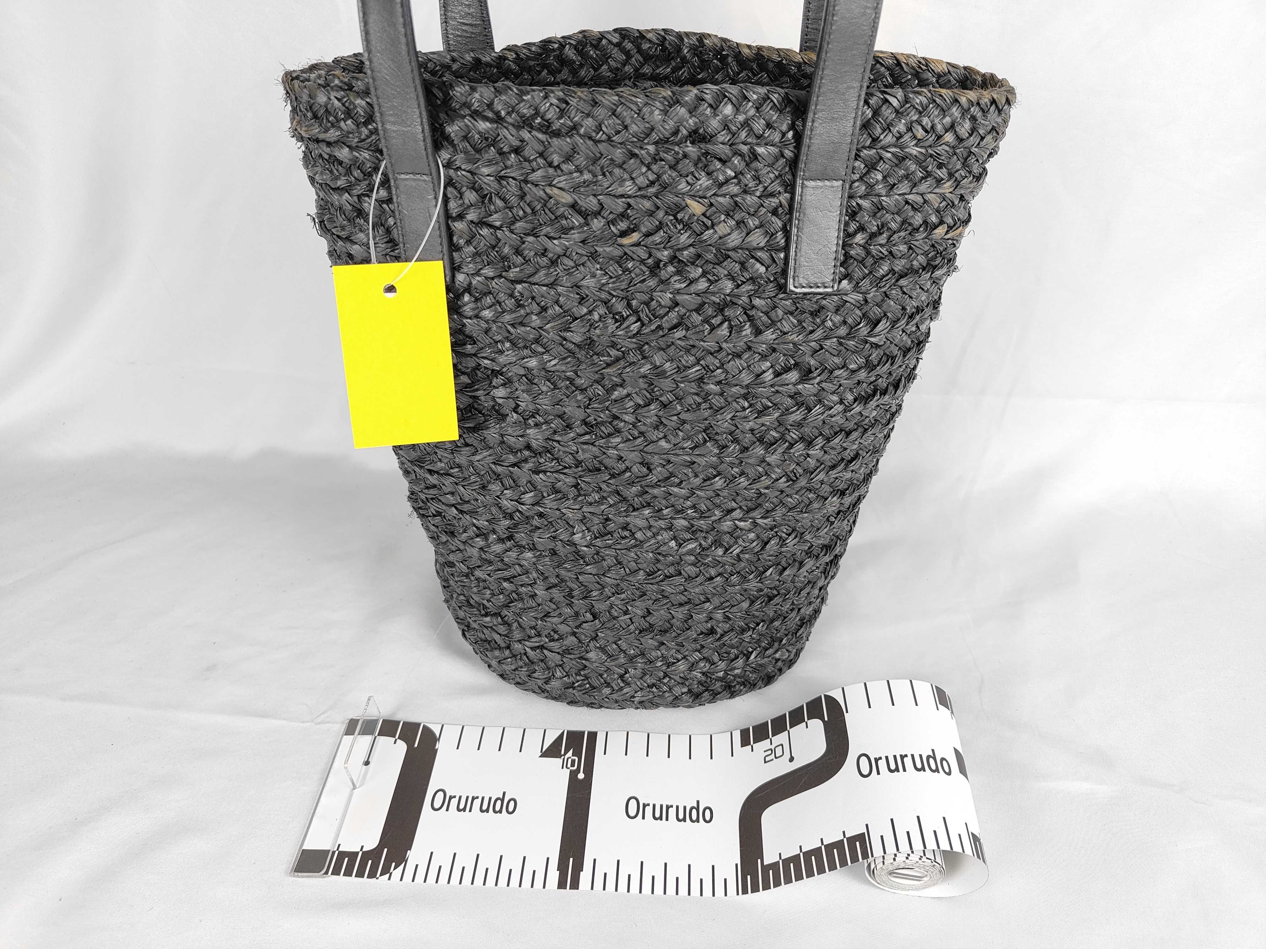 Pannier Small Raffia Leather Basket Bag Black Tote Bag — view 2
