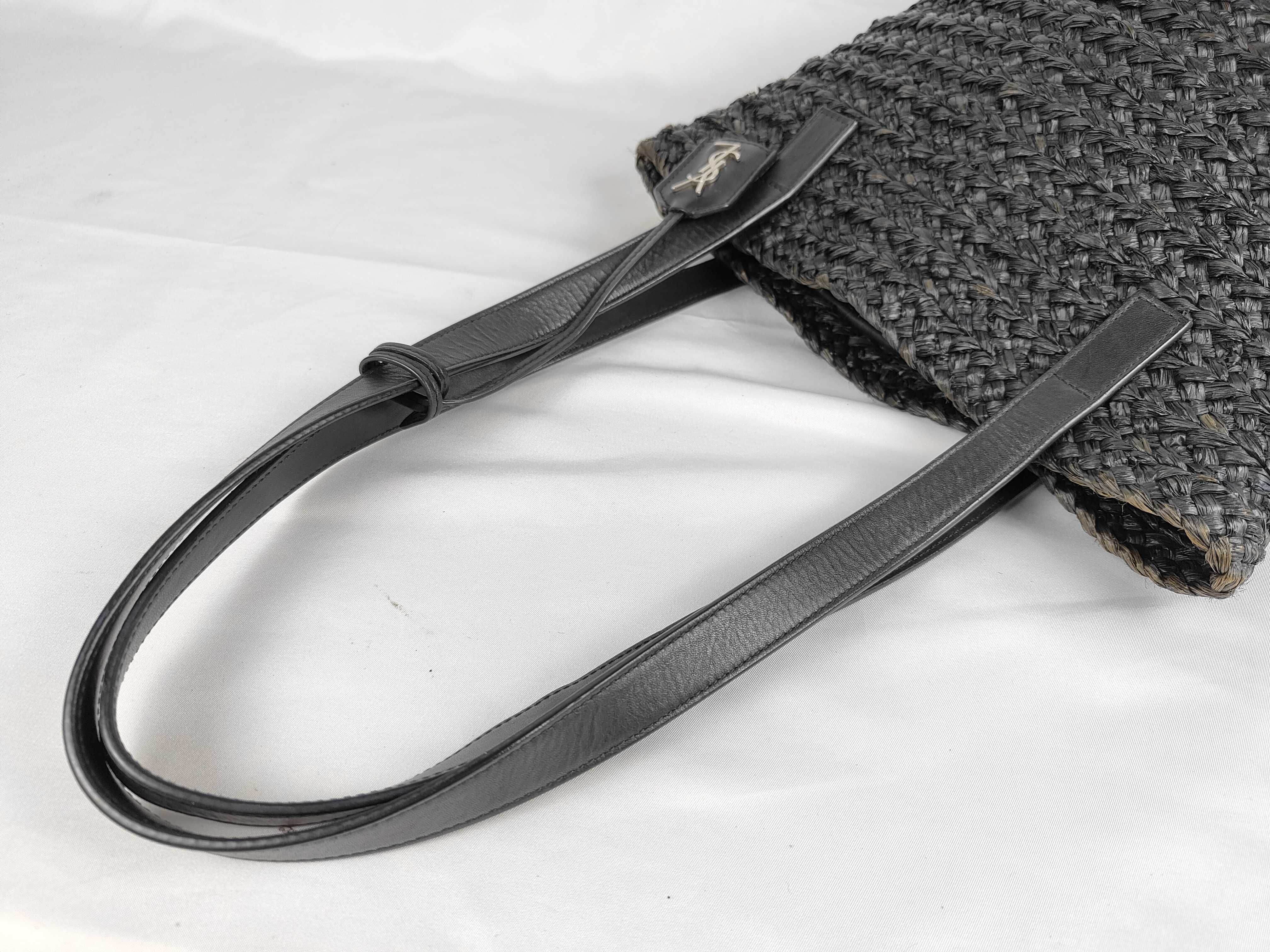 Pannier Small Raffia Leather Basket Bag Black Tote Bag — view 3
