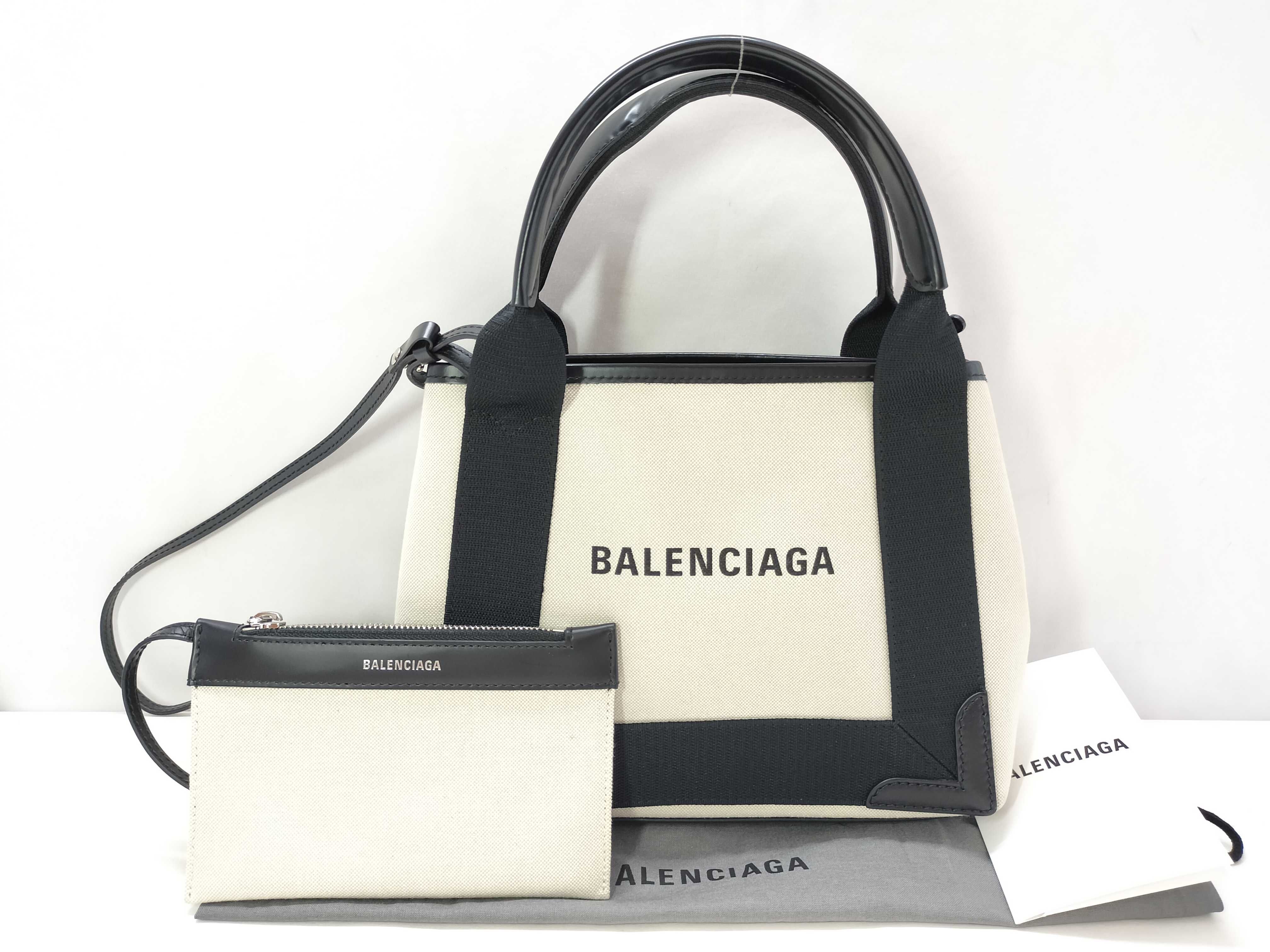 Navy Cabas XS Canvas x Leather 2-Way Handbag