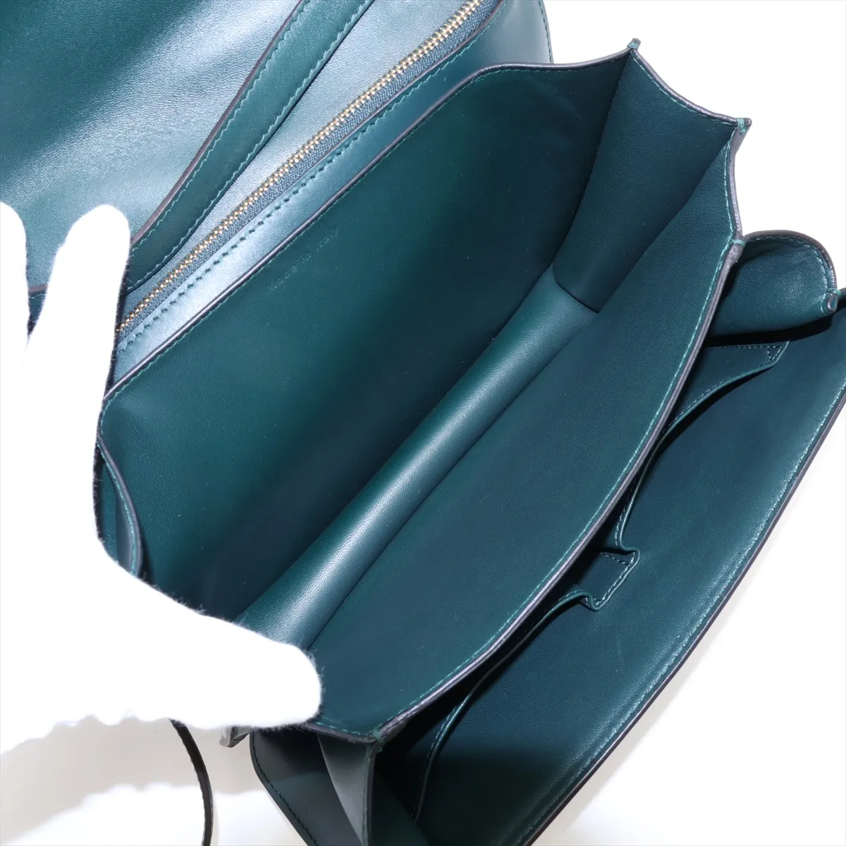Classic Box Leather Shoulder Bag, Green — view 9