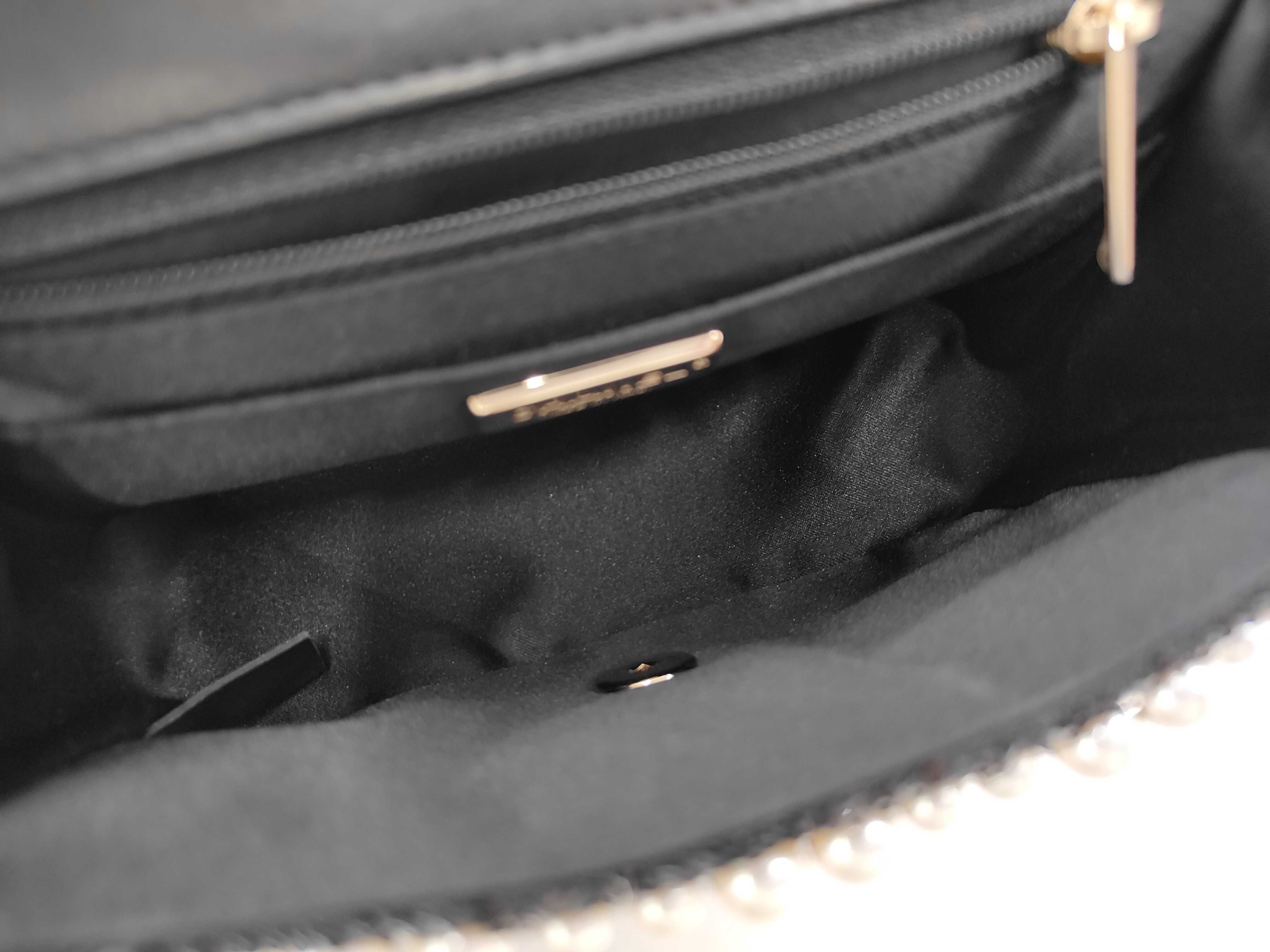 Mini Matelassé Lambskin Pearl Chain Flap Bag, Black, Serial Number 30s, Shoulder Bag — view 6
