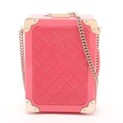 Evening in the Air Leather Chain Shoulder Bag, Pink with Gold Hardware, 22450355, Serial Number 22