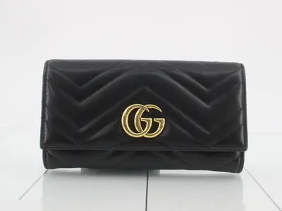 Marmont long wallet, quilted, black, 443436, 2091