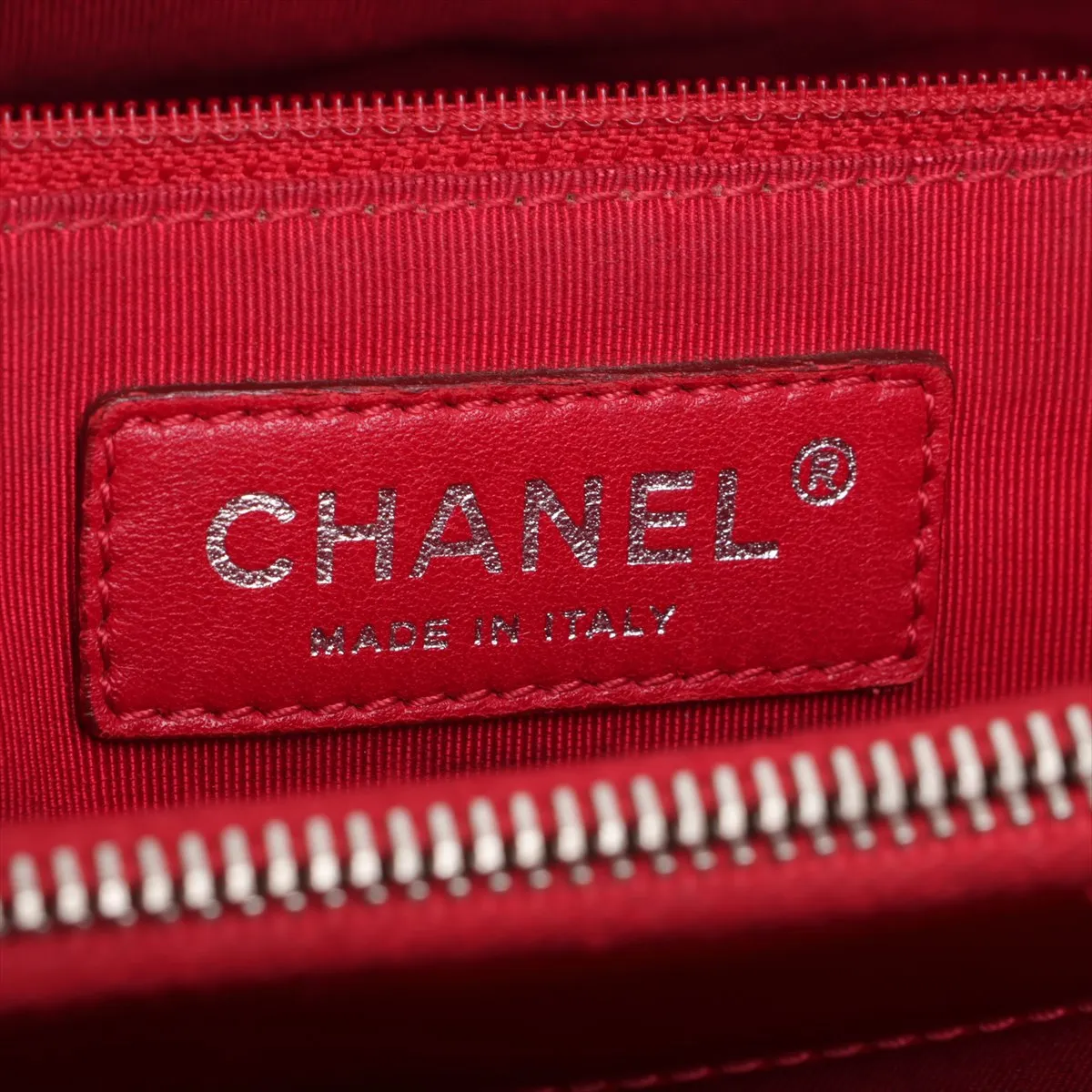 GST Patent Leather Chain Tote Bag, Red, Silver Hardware, 13192565, Serial Number 13-series, A50995 — view 12