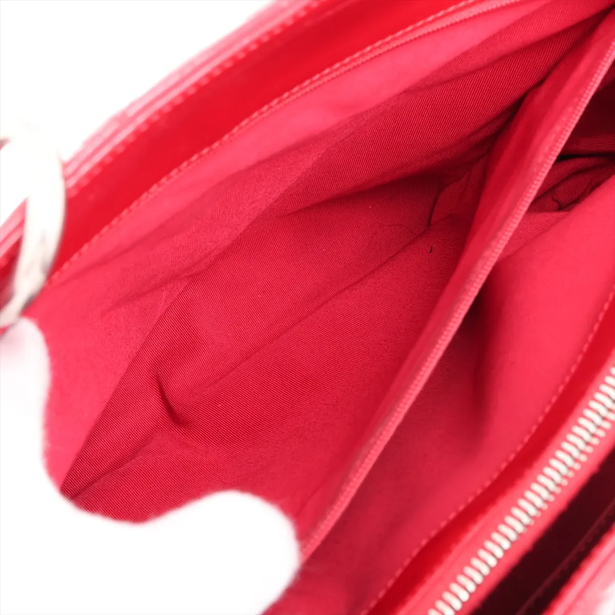 GST Patent Leather Chain Tote Bag, Red, Silver Hardware, 13192565, Serial Number 13-series, A50995 — view 10