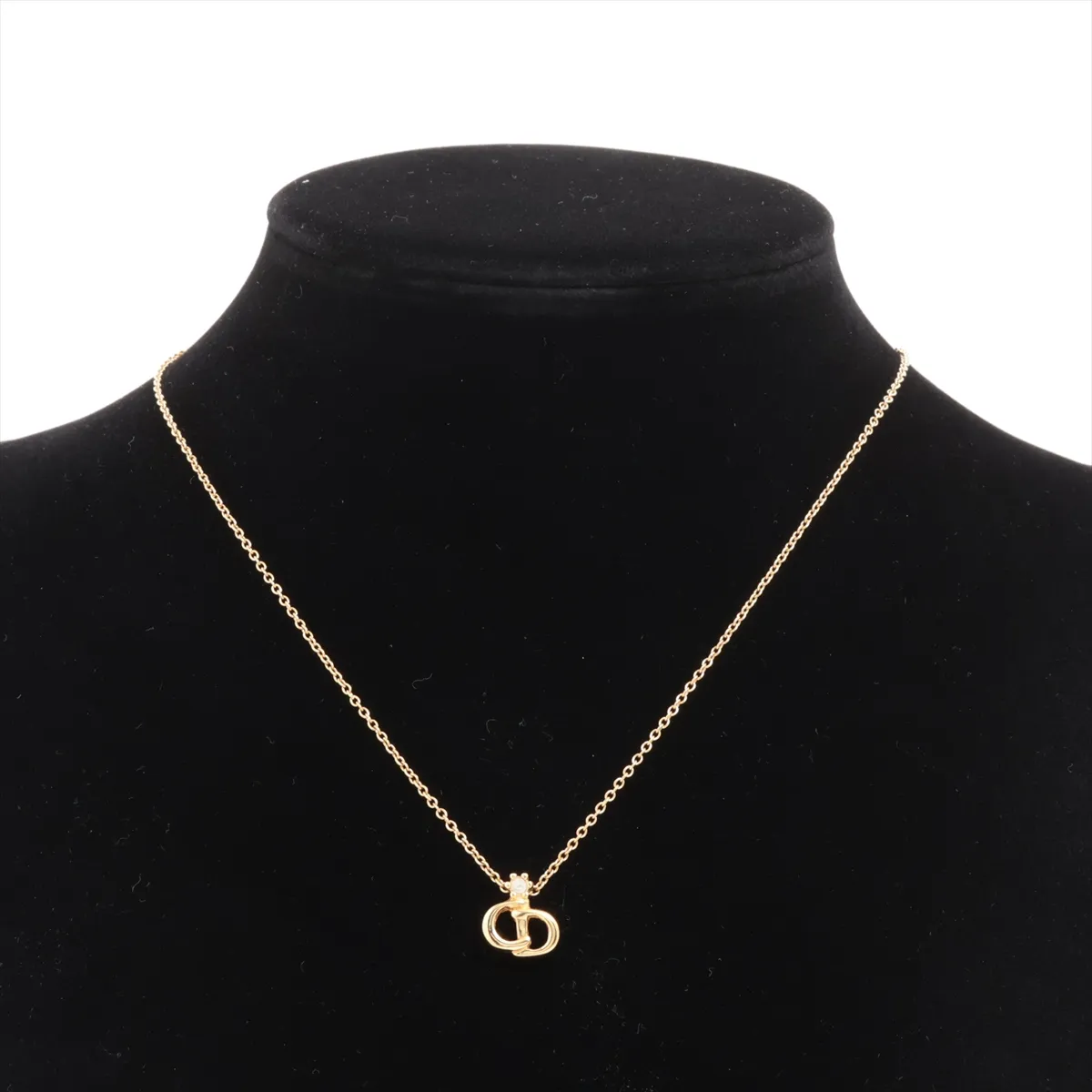 CD Logo Necklace GP x Rhinestone Gold — view 5