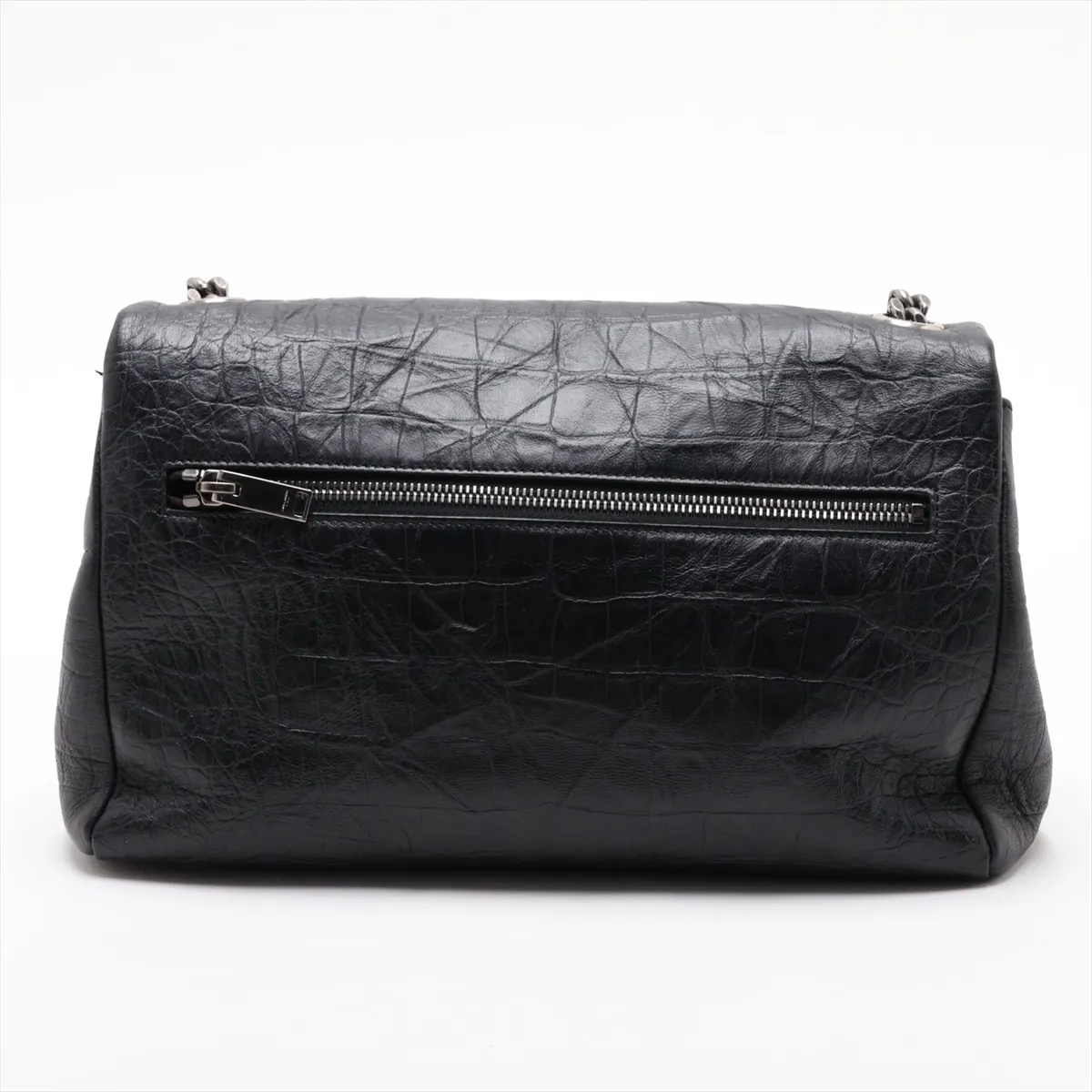 West Hollywood 438176 Crocodile Embossed Chain Shoulder Bag, Black — view 2