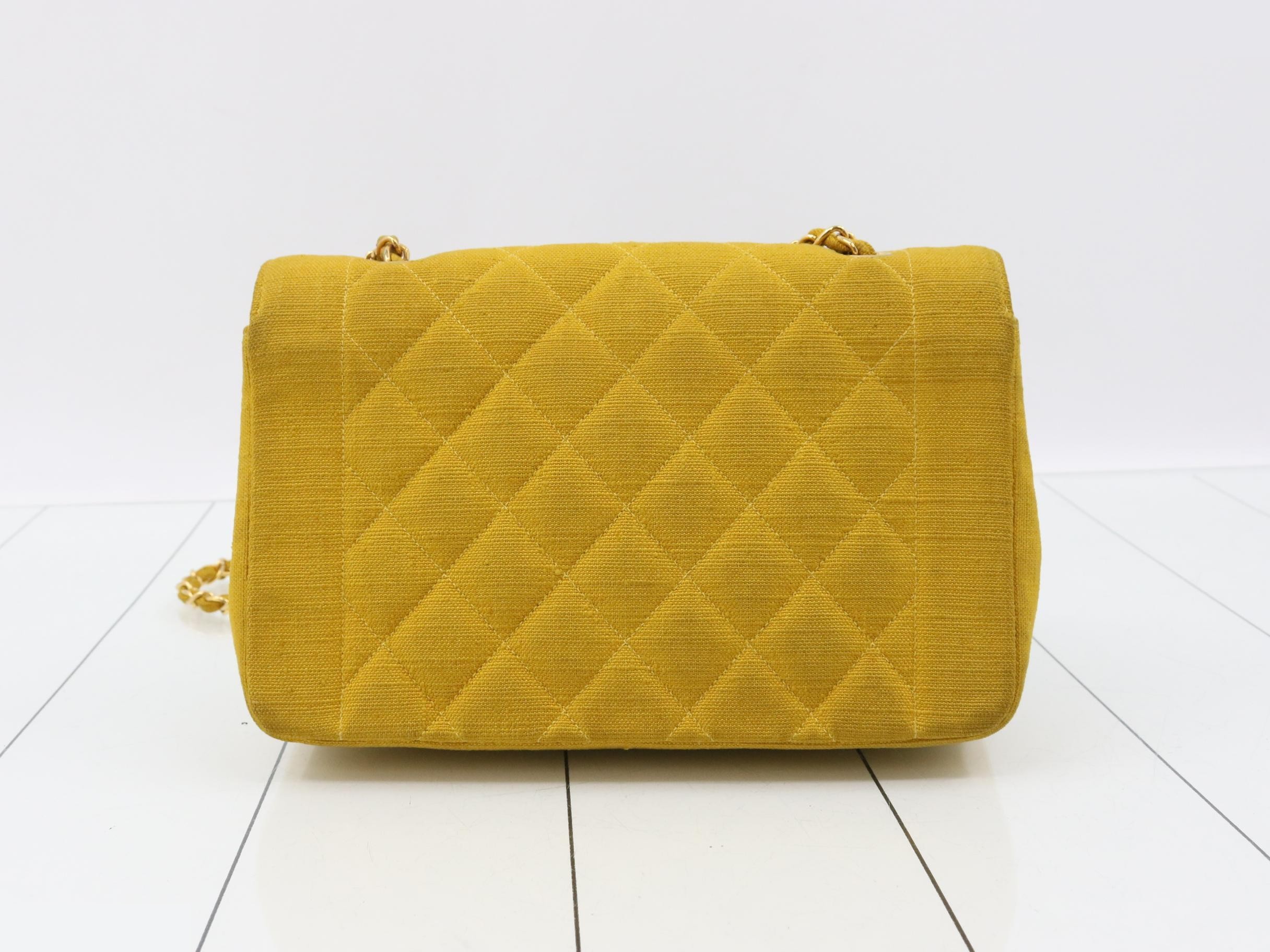 Diana Matelassé Linen Chain Shoulder Bag, Yellow — view 2