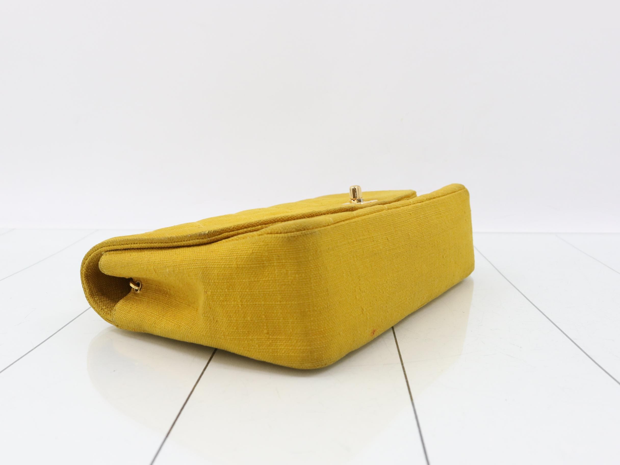 Diana Matelassé Linen Chain Shoulder Bag, Yellow — view 5