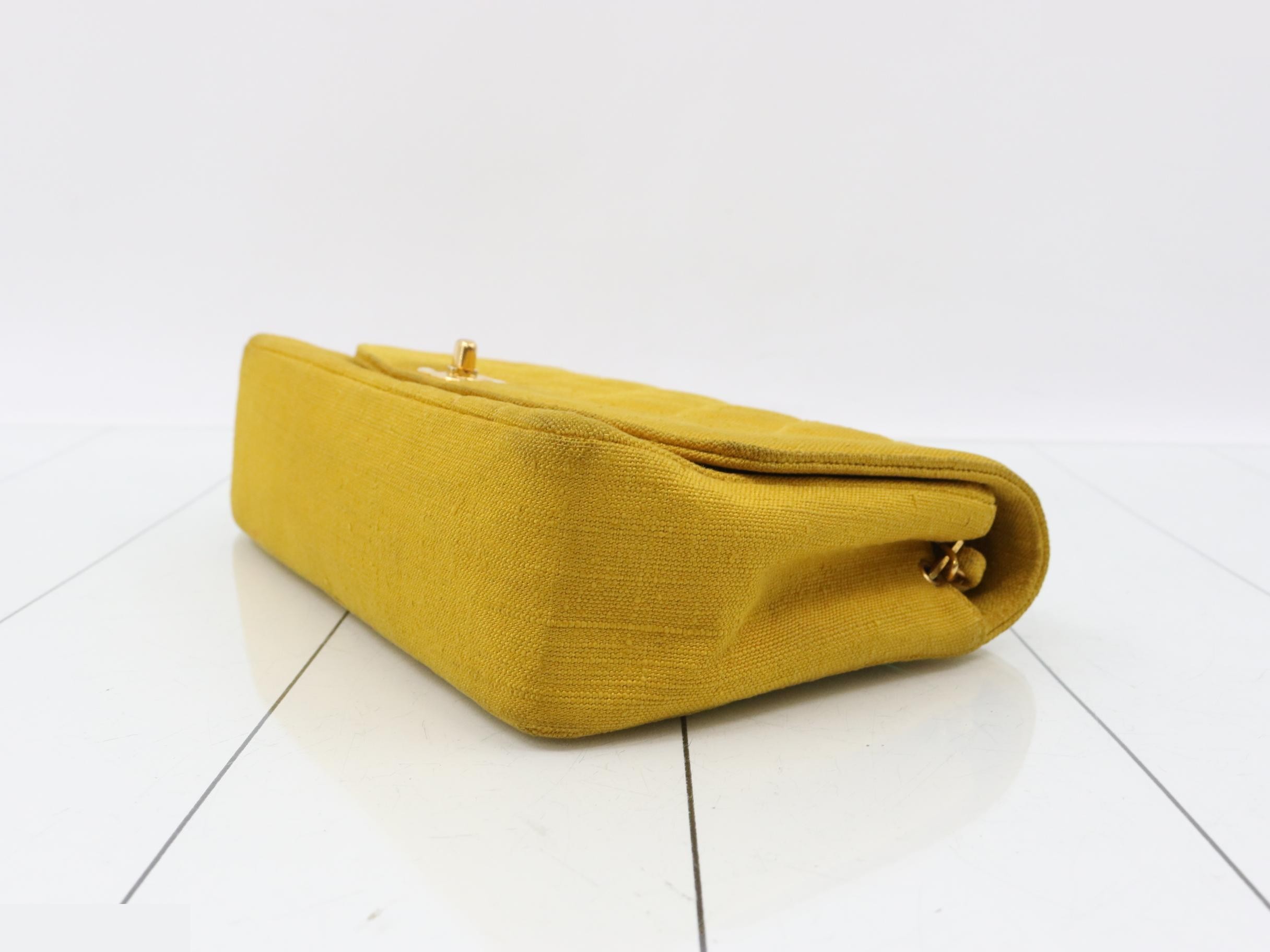 Diana Matelassé Linen Chain Shoulder Bag, Yellow — view 6