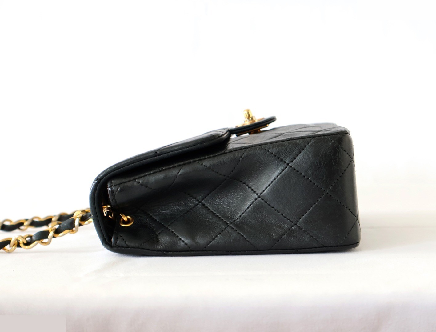 Mini Matelassé 20 Lambskin Chain Shoulder Bag, Black — view 6
