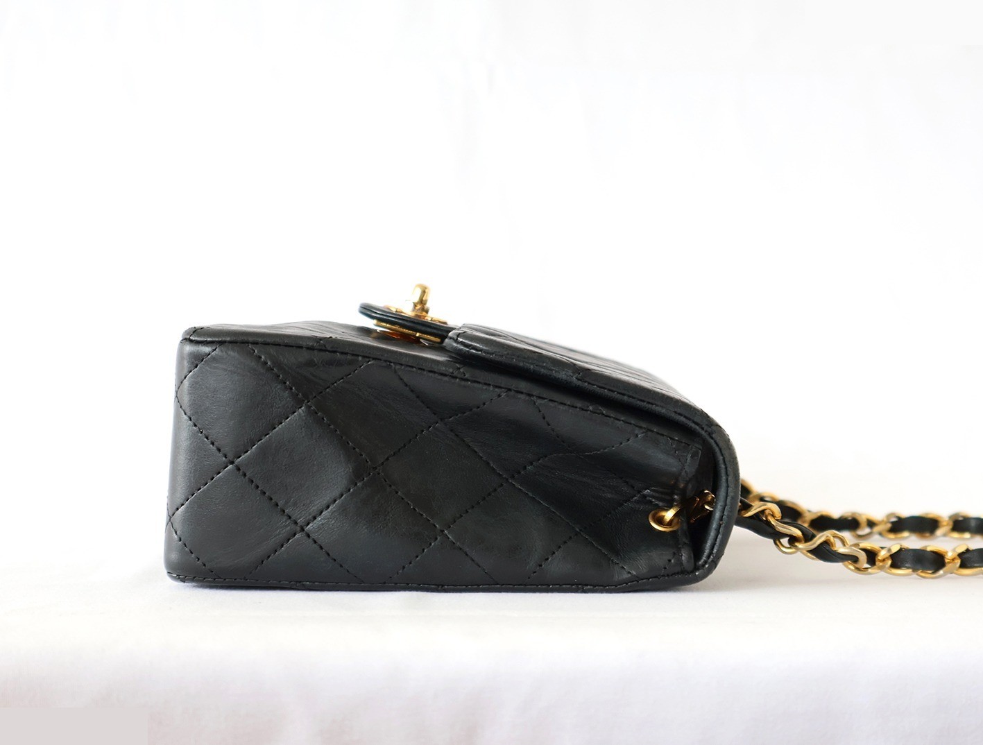 Mini Matelassé 20 Lambskin Chain Shoulder Bag, Black — view 7