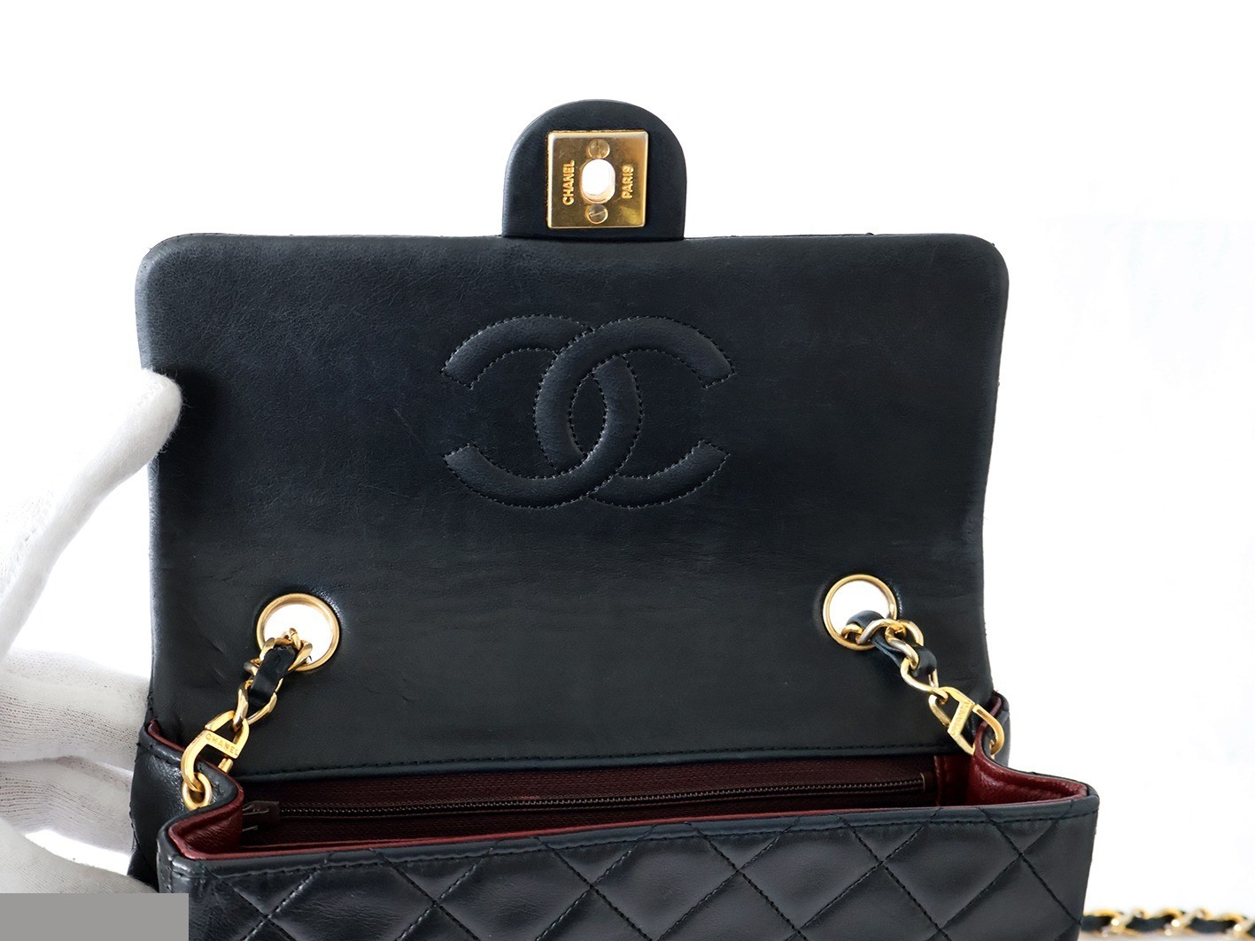 Mini Matelassé 20 Lambskin Chain Shoulder Bag, Black — view 10