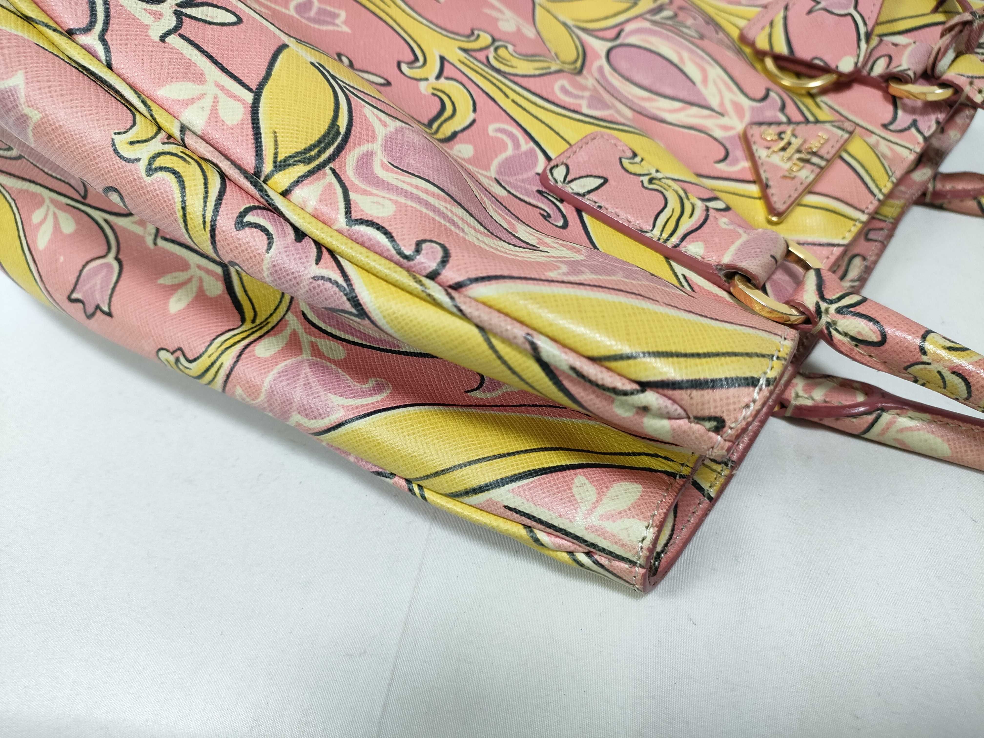 Galleria Saffiano Leather Art Nouveau Floral Print Tote Bag (Pink) — view 11
