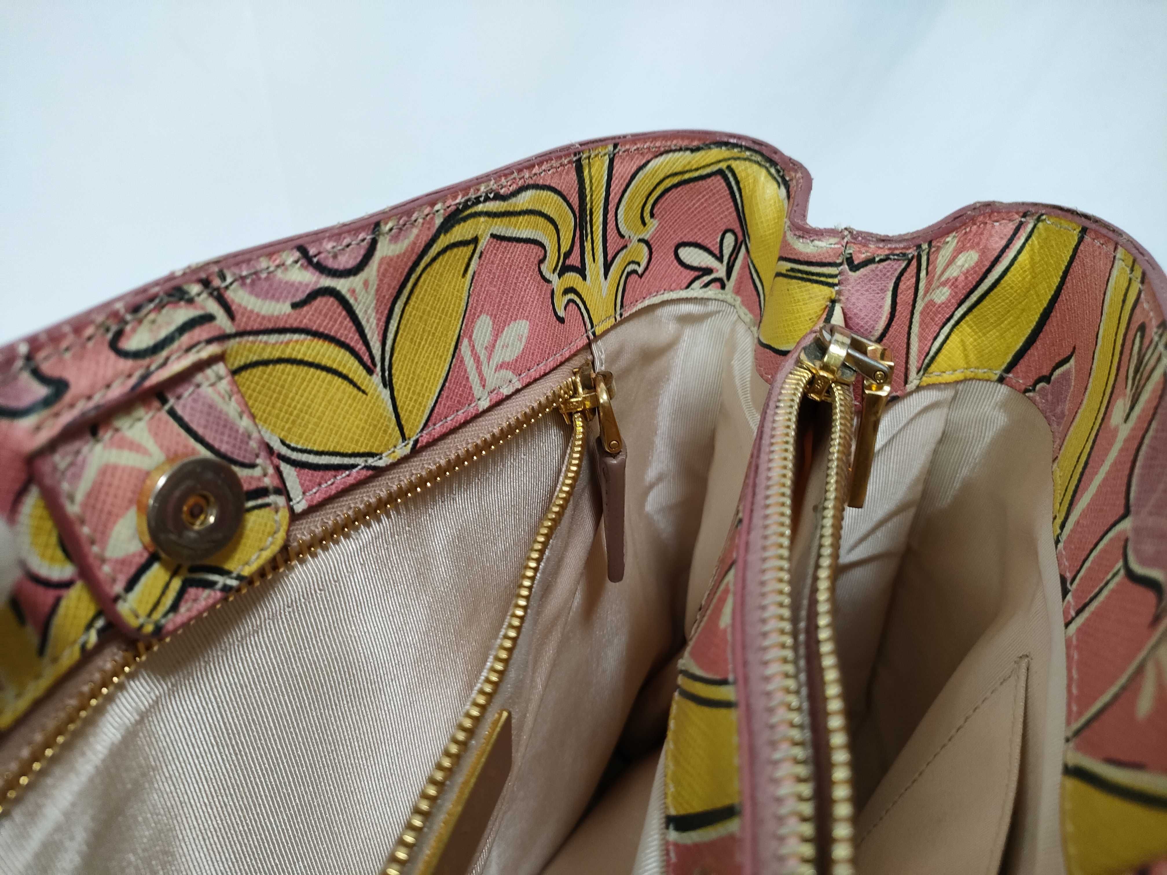 Galleria Saffiano Leather Art Nouveau Floral Print Tote Bag (Pink) — view 12