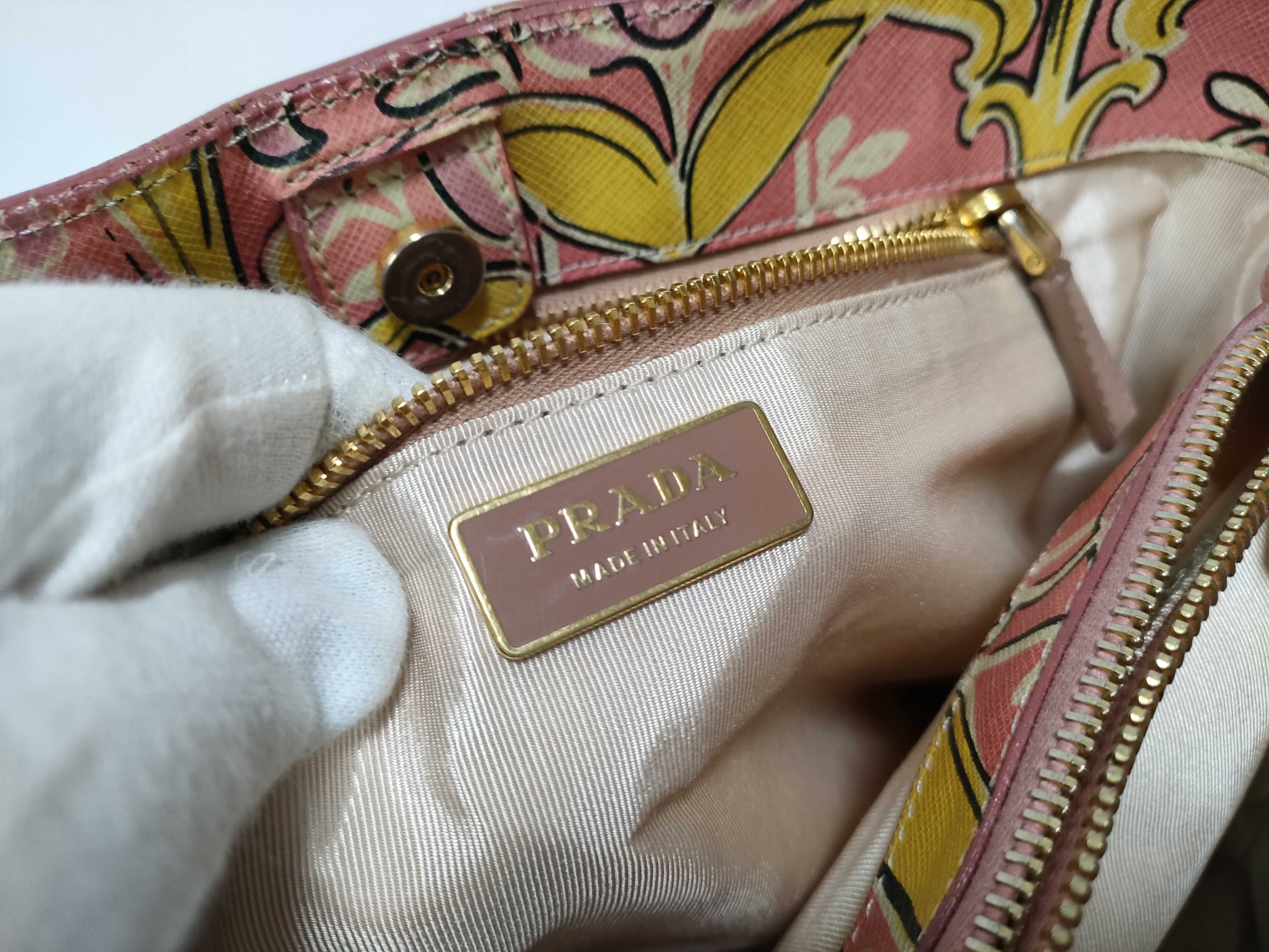 Galleria Saffiano Leather Art Nouveau Floral Print Tote Bag (Pink) — view 14