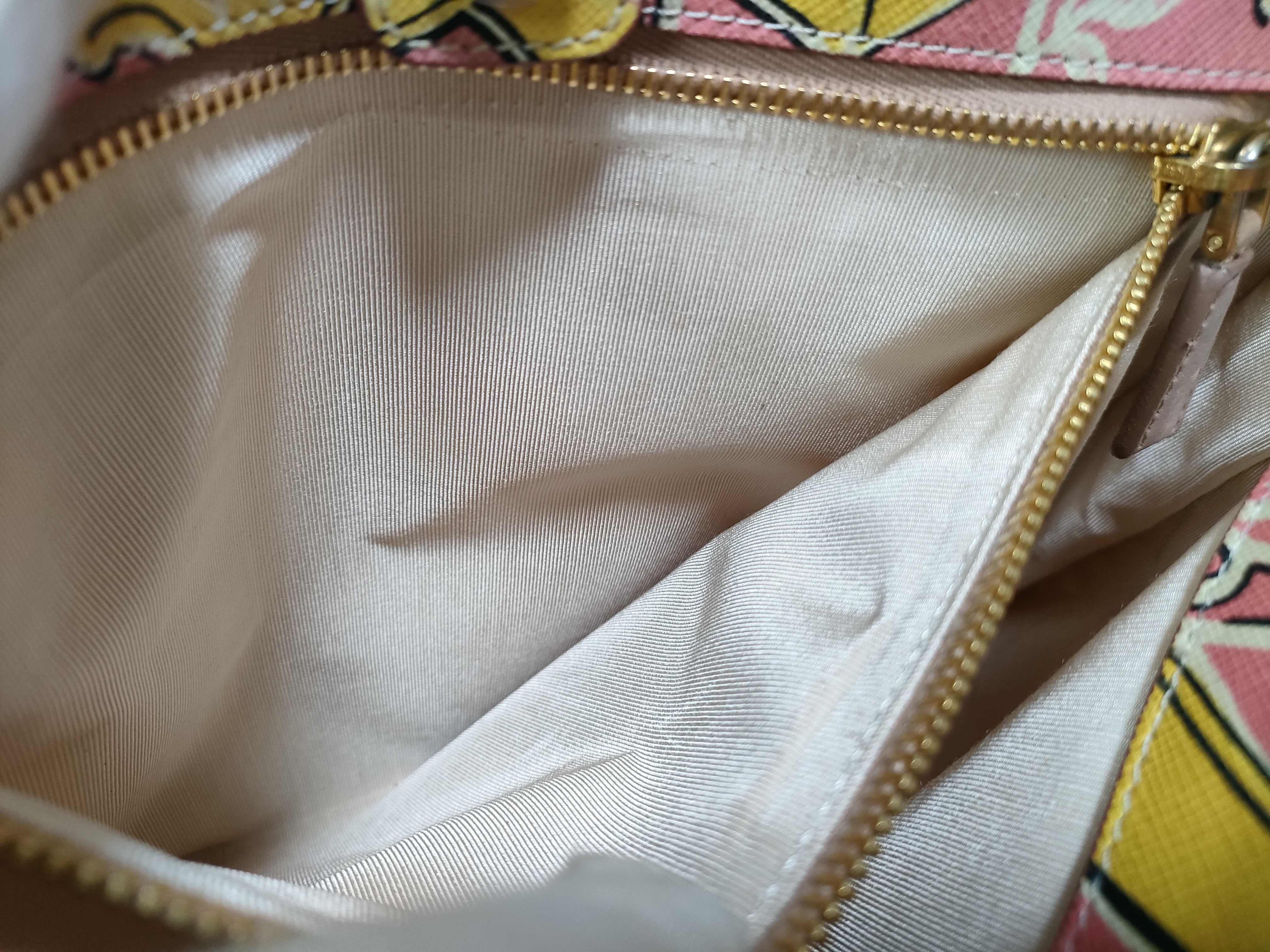 Galleria Saffiano Leather Art Nouveau Floral Print Tote Bag (Pink) — view 15