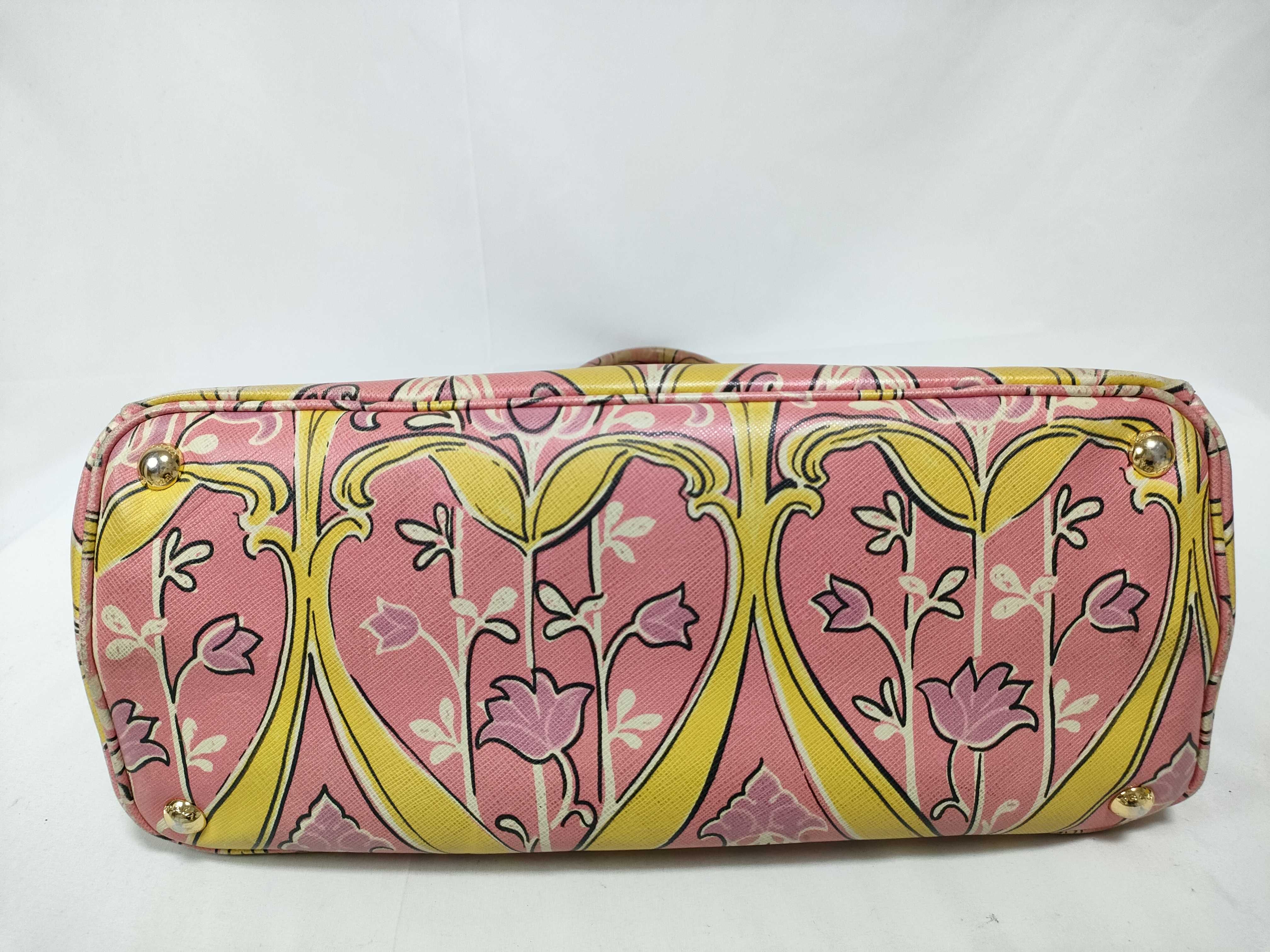Galleria Saffiano Leather Art Nouveau Floral Print Tote Bag (Pink) — view 3