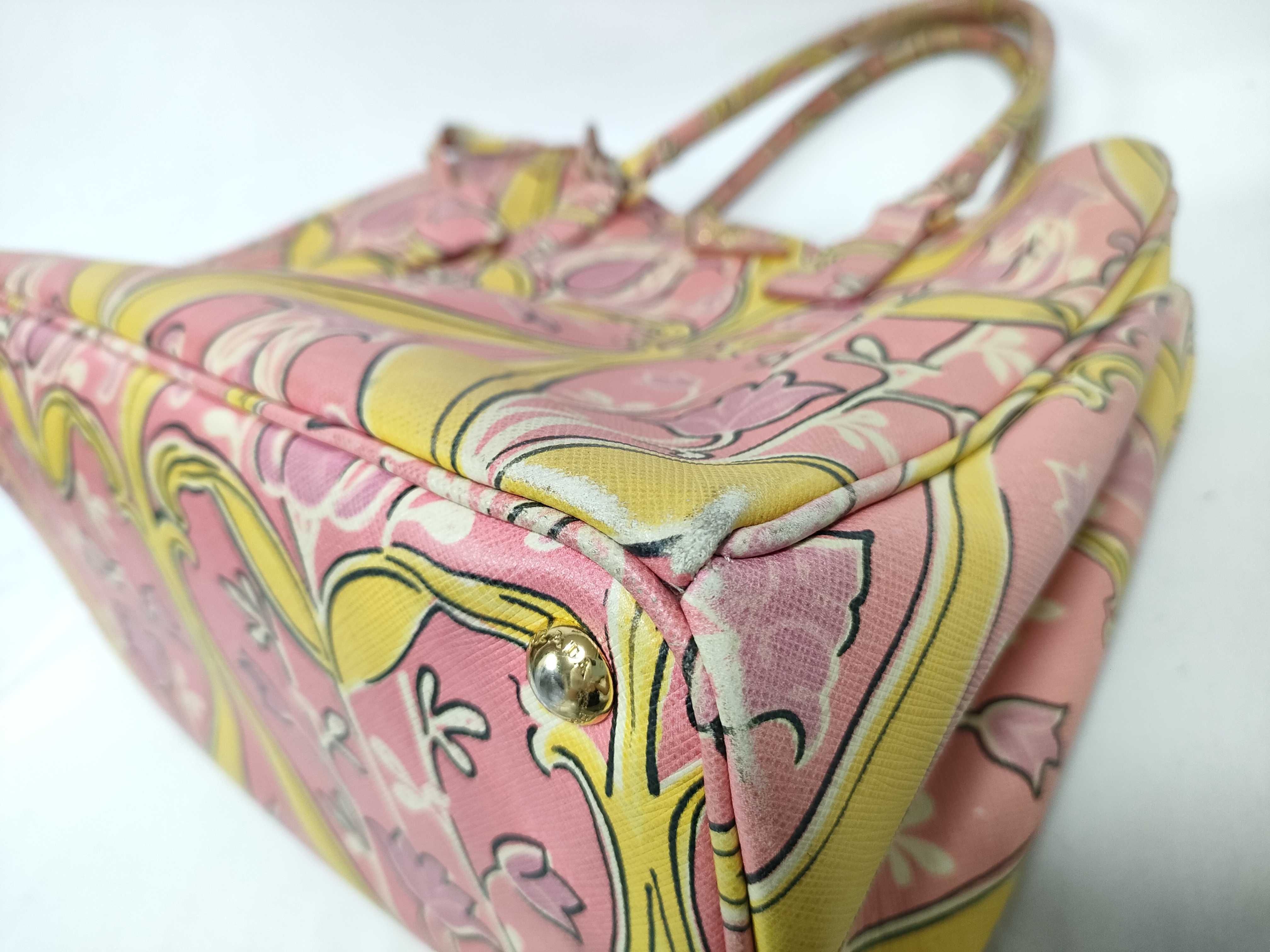 Galleria Saffiano Leather Art Nouveau Floral Print Tote Bag (Pink) — view 4