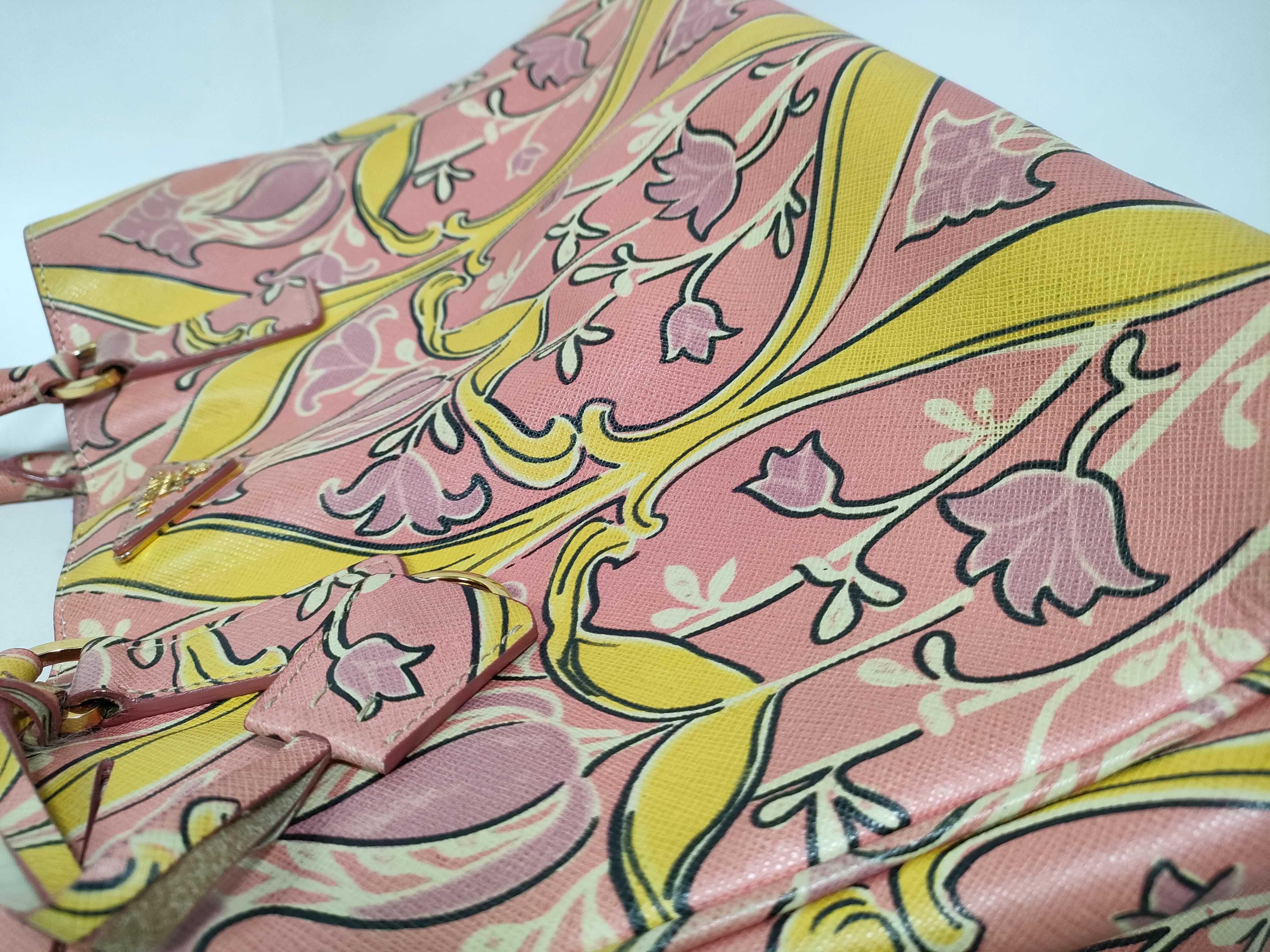 Galleria Saffiano Leather Art Nouveau Floral Print Tote Bag (Pink) — view 6