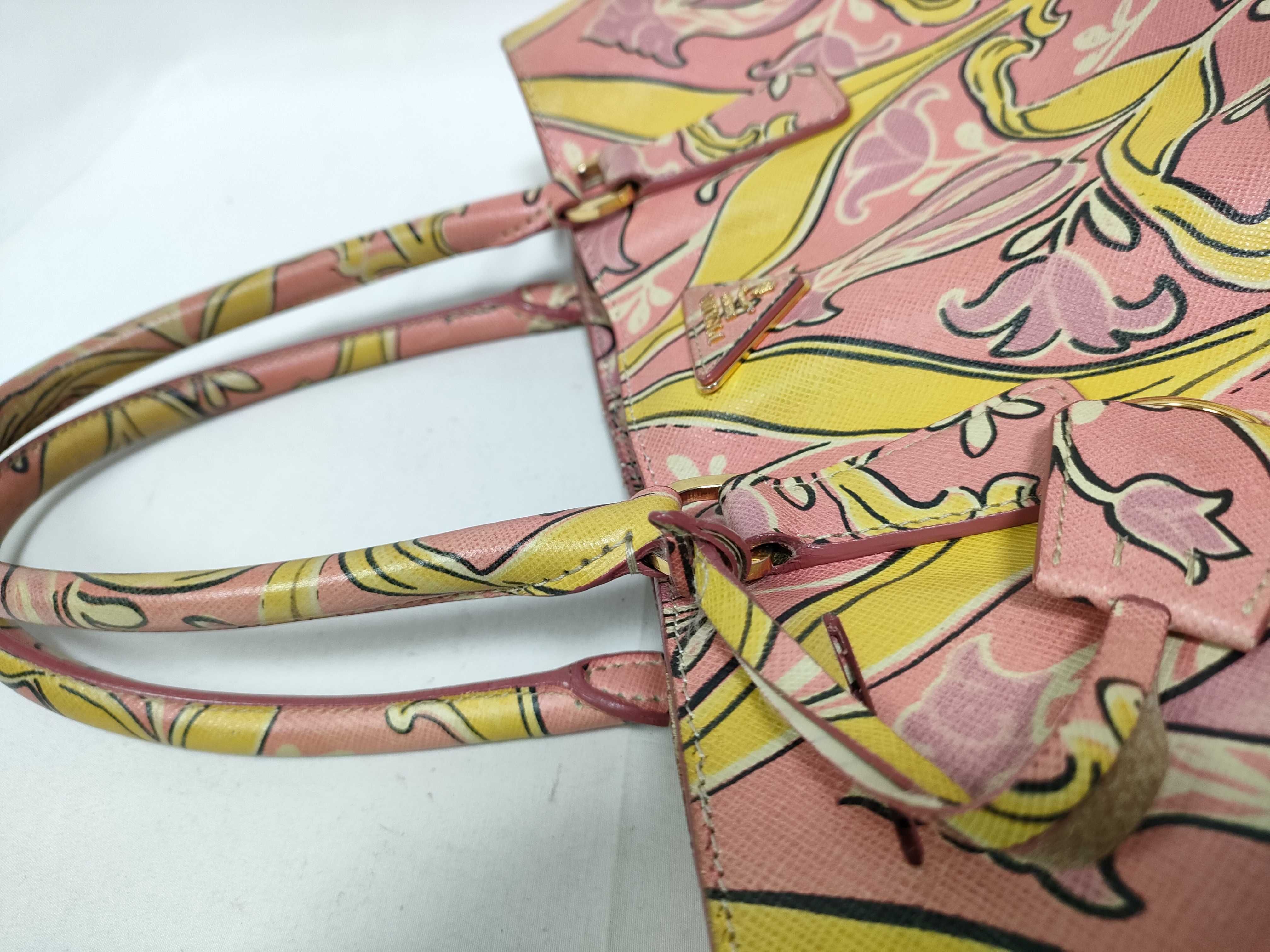 Galleria Saffiano Leather Art Nouveau Floral Print Tote Bag (Pink) — view 7