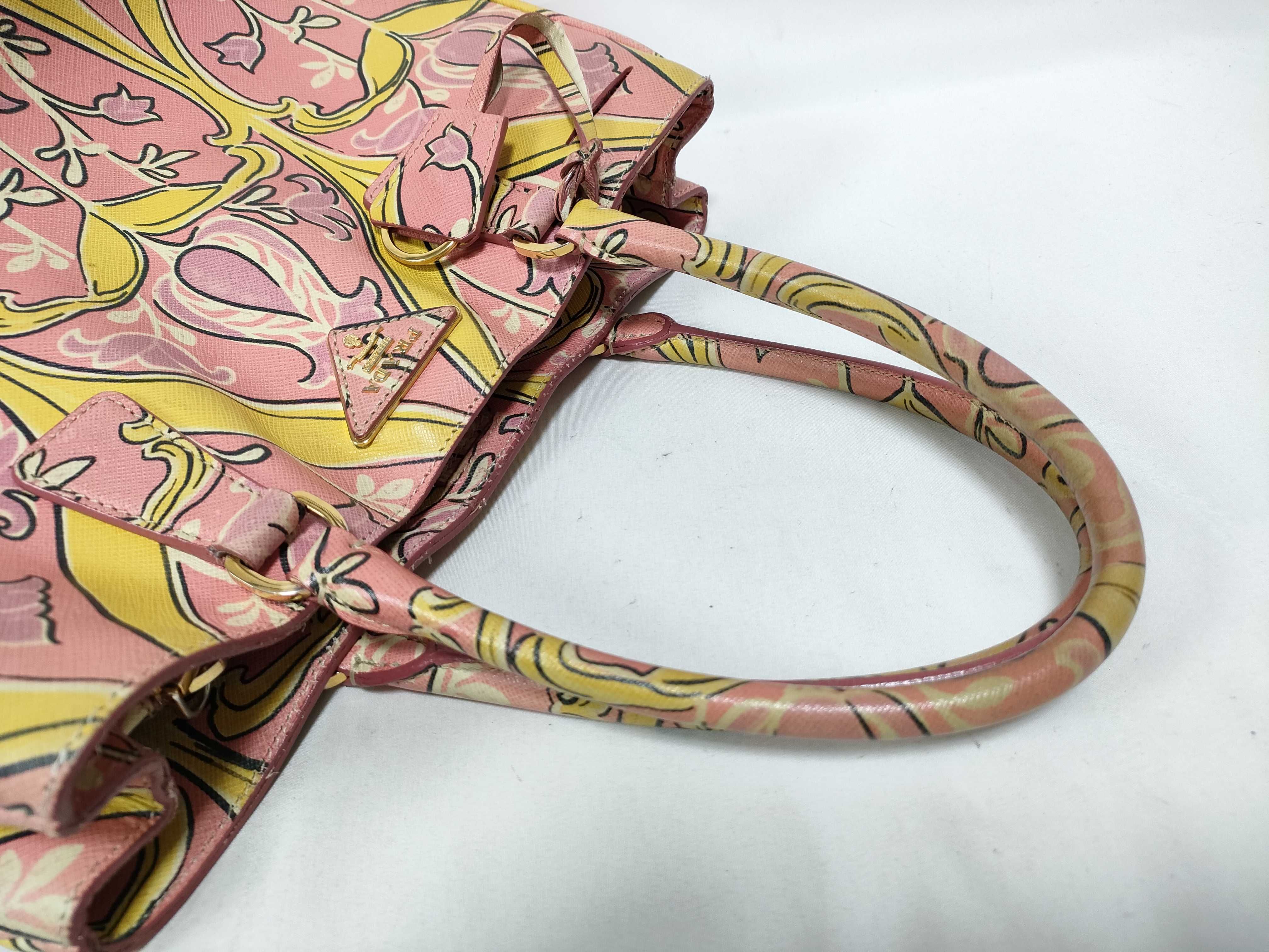 Galleria Saffiano Leather Art Nouveau Floral Print Tote Bag (Pink) — view 9