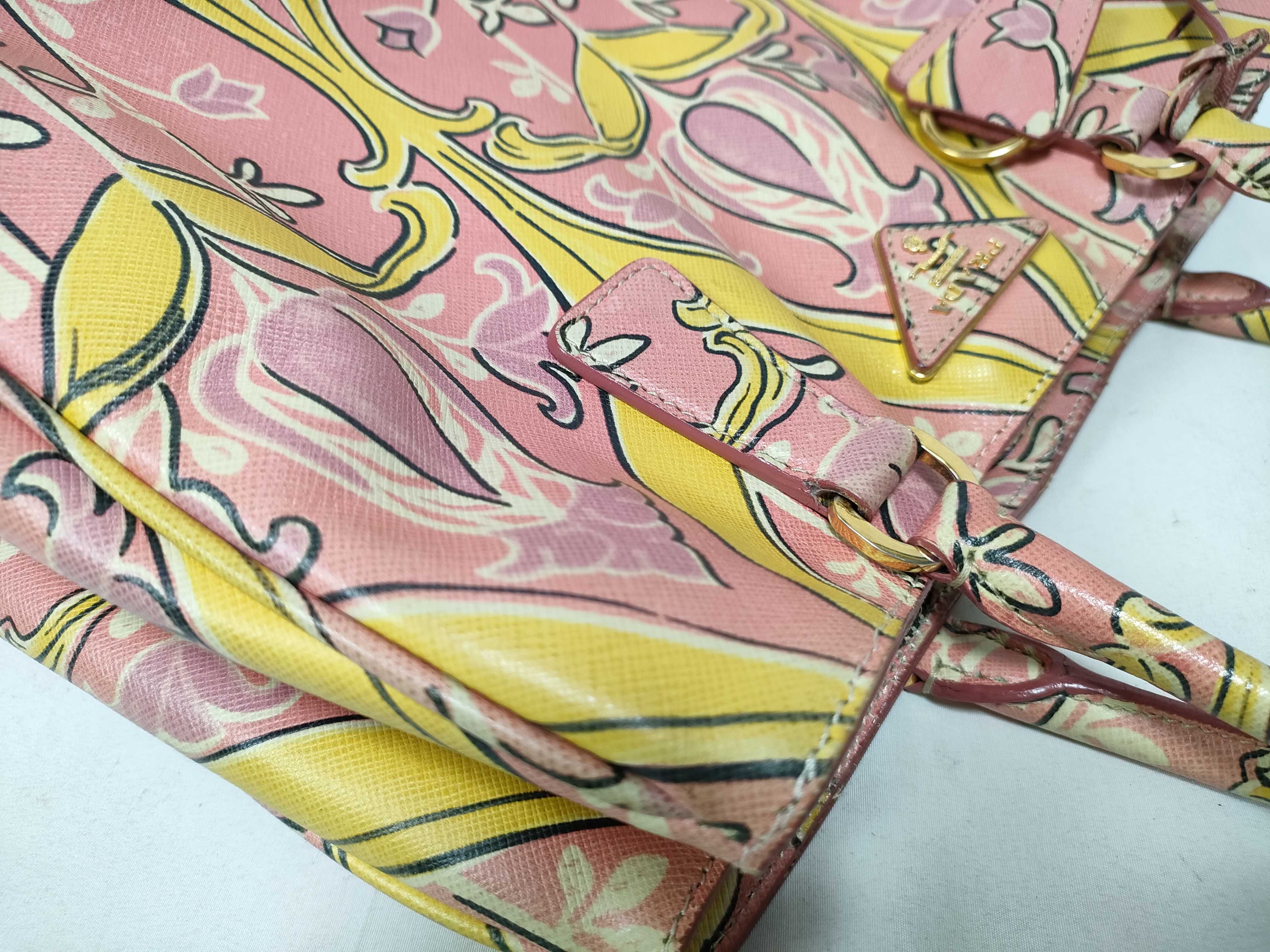 Galleria Saffiano Leather Art Nouveau Floral Print Tote Bag (Pink) — view 10