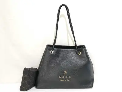 PH- Puffed Tote Bag Black Leather Tote Bag