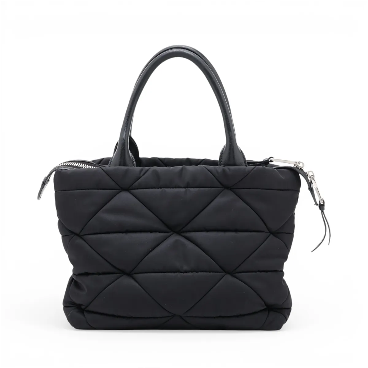 Tessuto Quilted Nylon x Leather 2-Way Handbag, Black — view 2