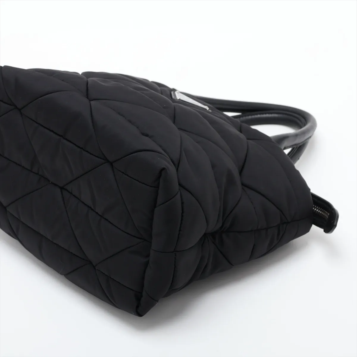 Tessuto Quilted Nylon x Leather 2-Way Handbag, Black — view 3