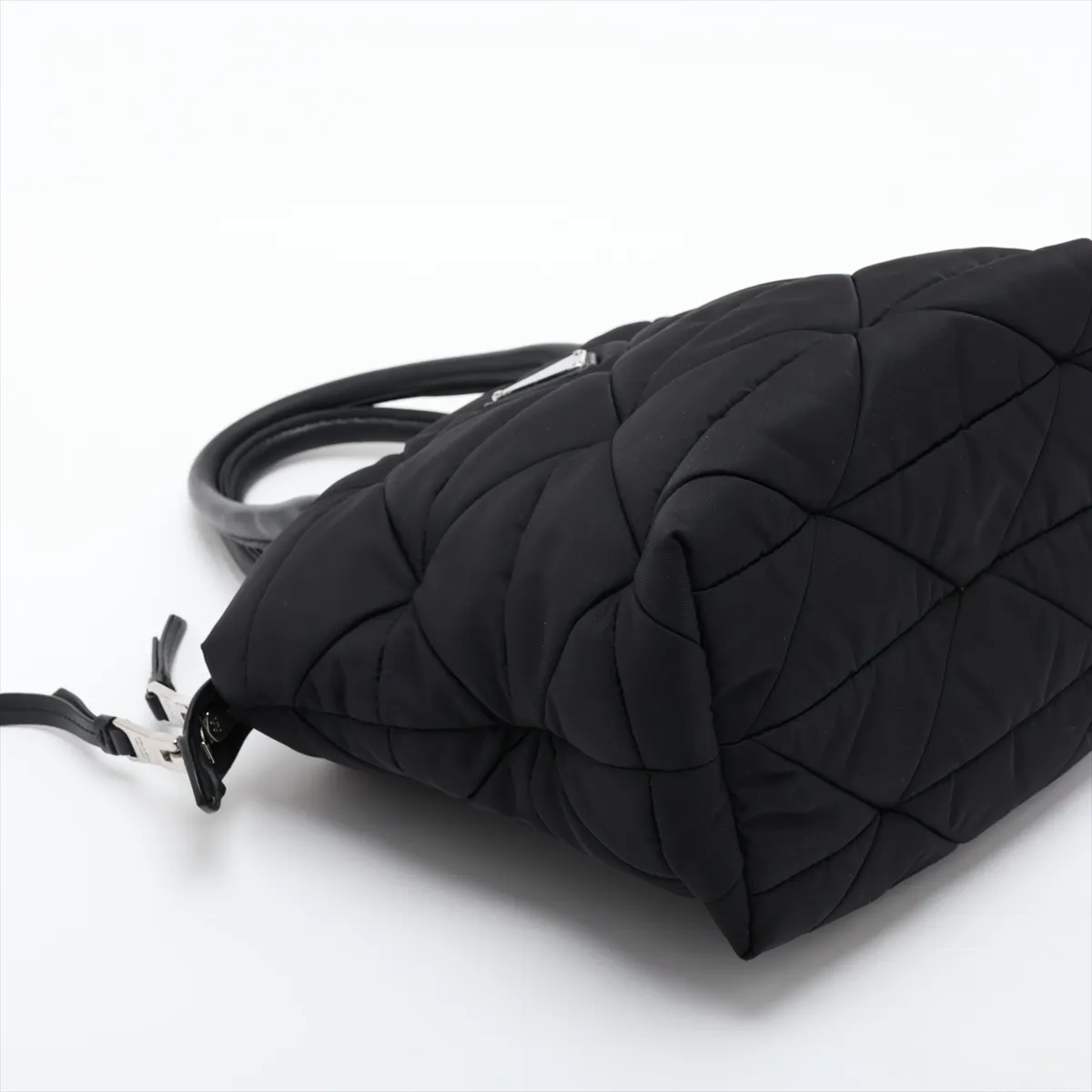 Tessuto Quilted Nylon x Leather 2-Way Handbag, Black — view 4