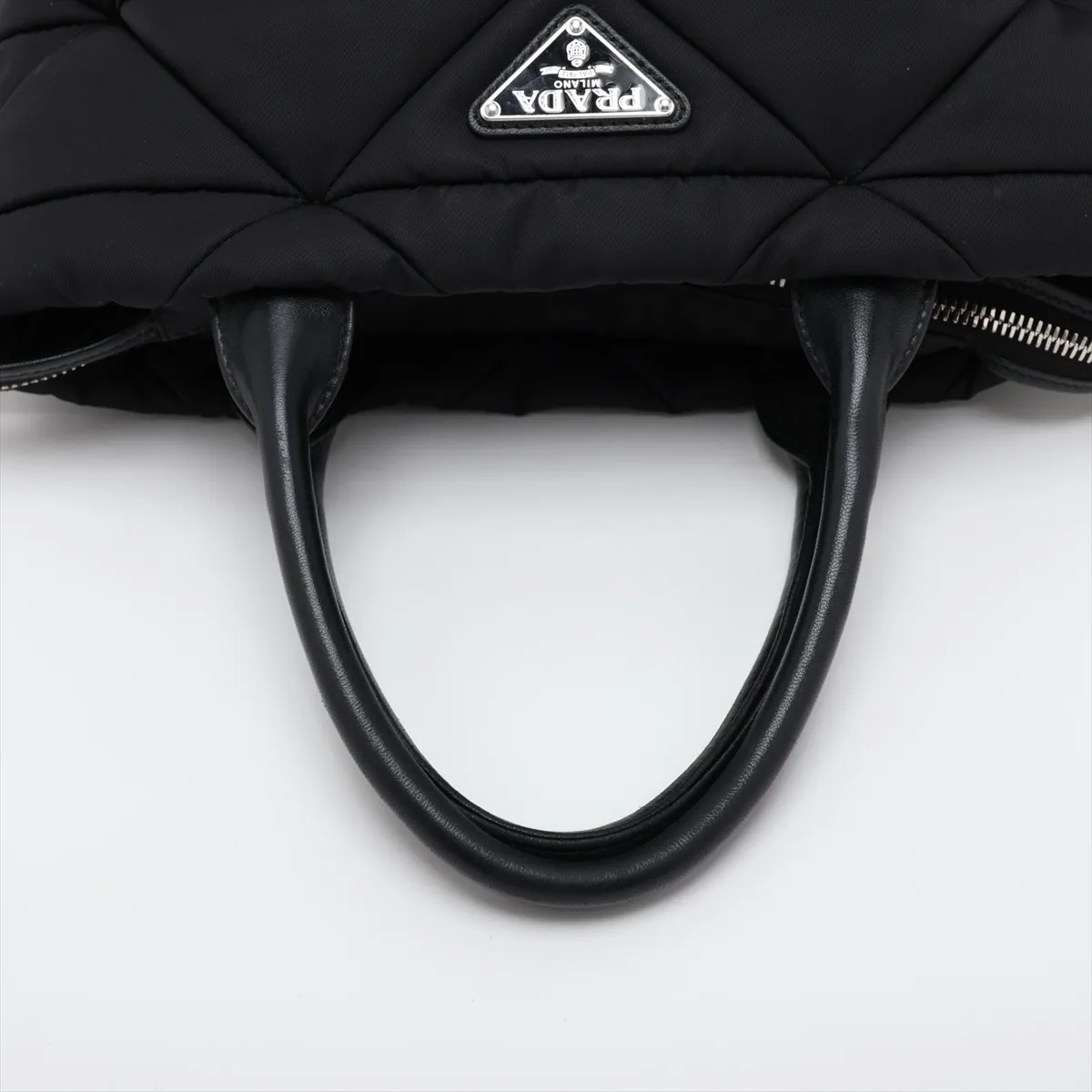 Tessuto Quilted Nylon x Leather 2-Way Handbag, Black — view 5