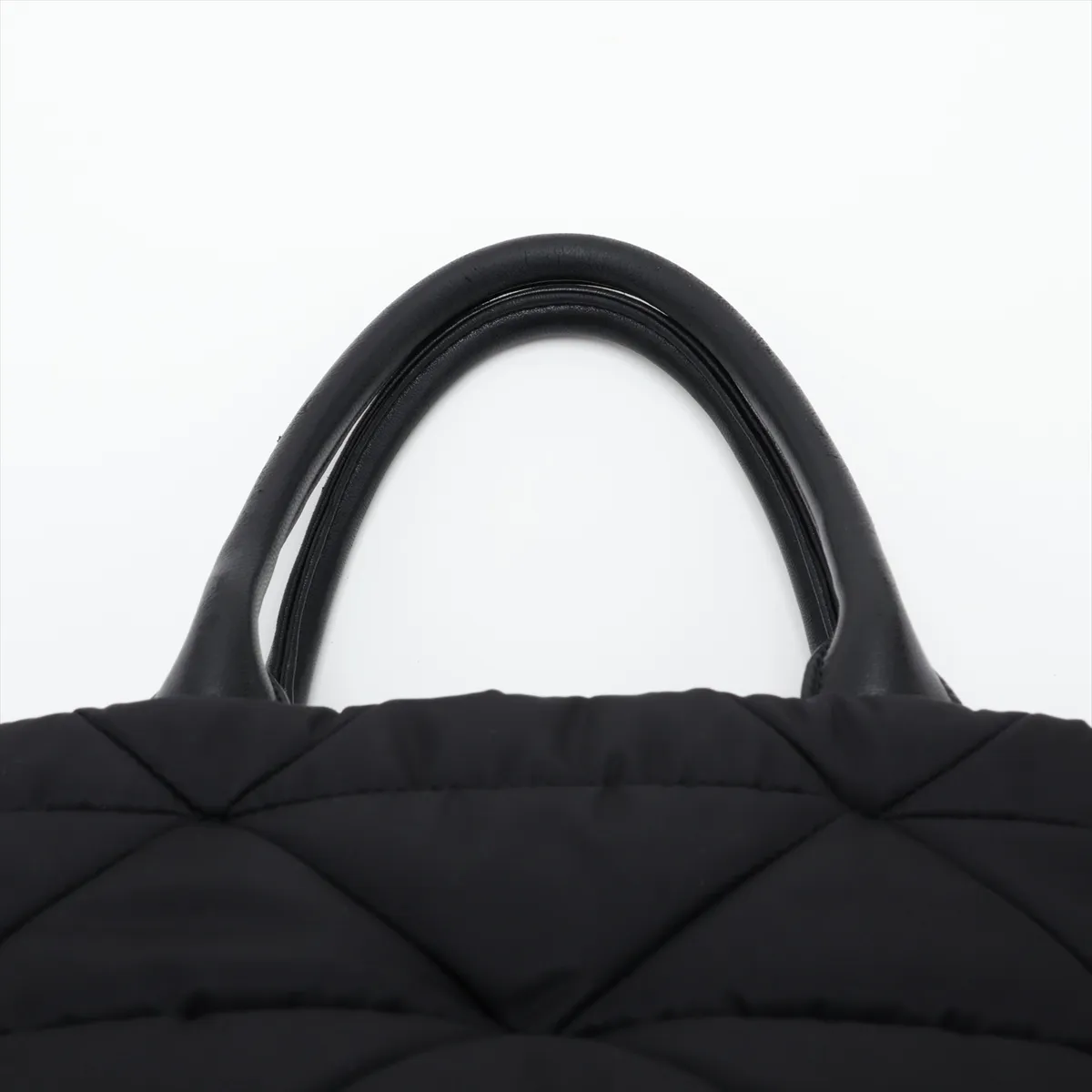 Tessuto Quilted Nylon x Leather 2-Way Handbag, Black — view 6