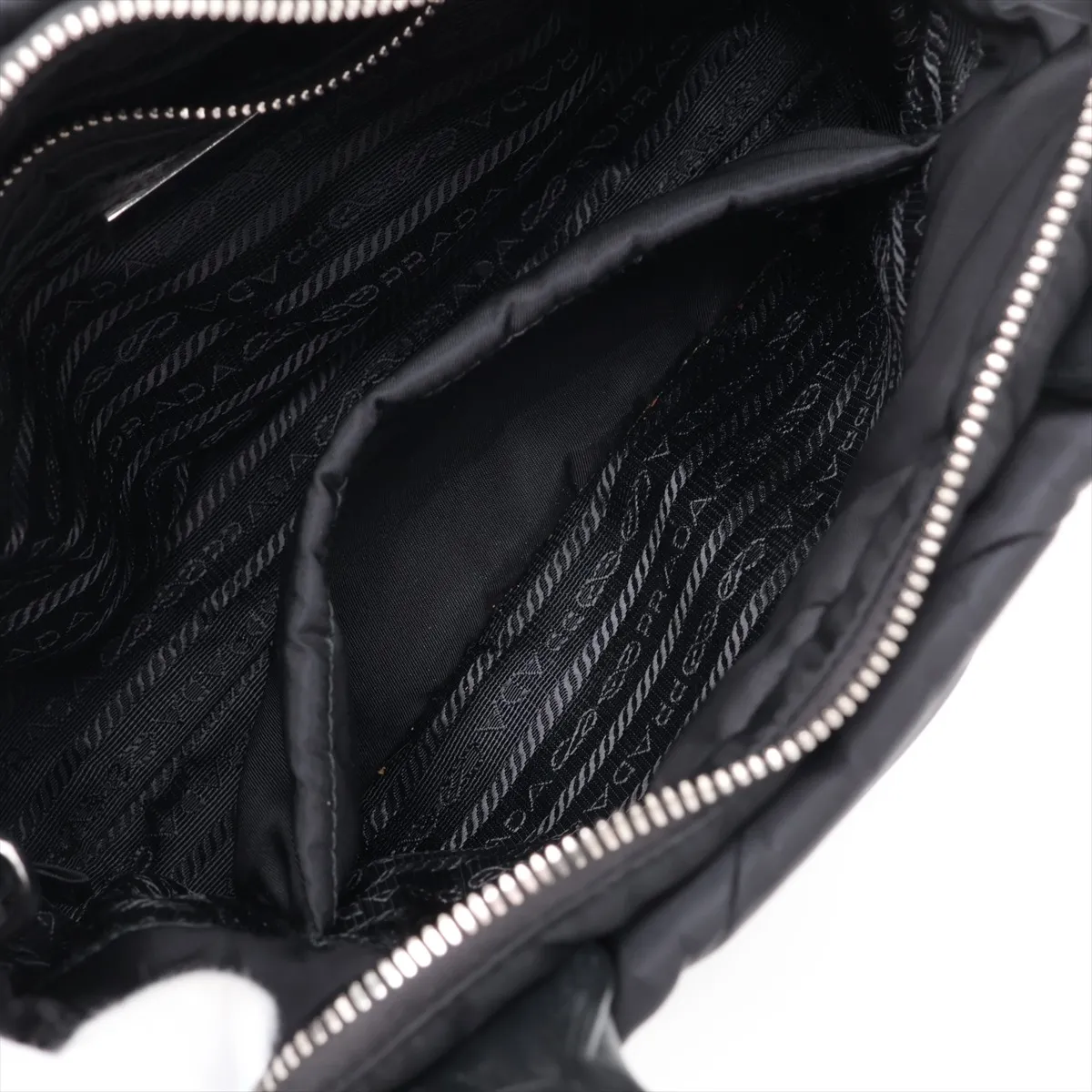 Tessuto Quilted Nylon x Leather 2-Way Handbag, Black — view 10