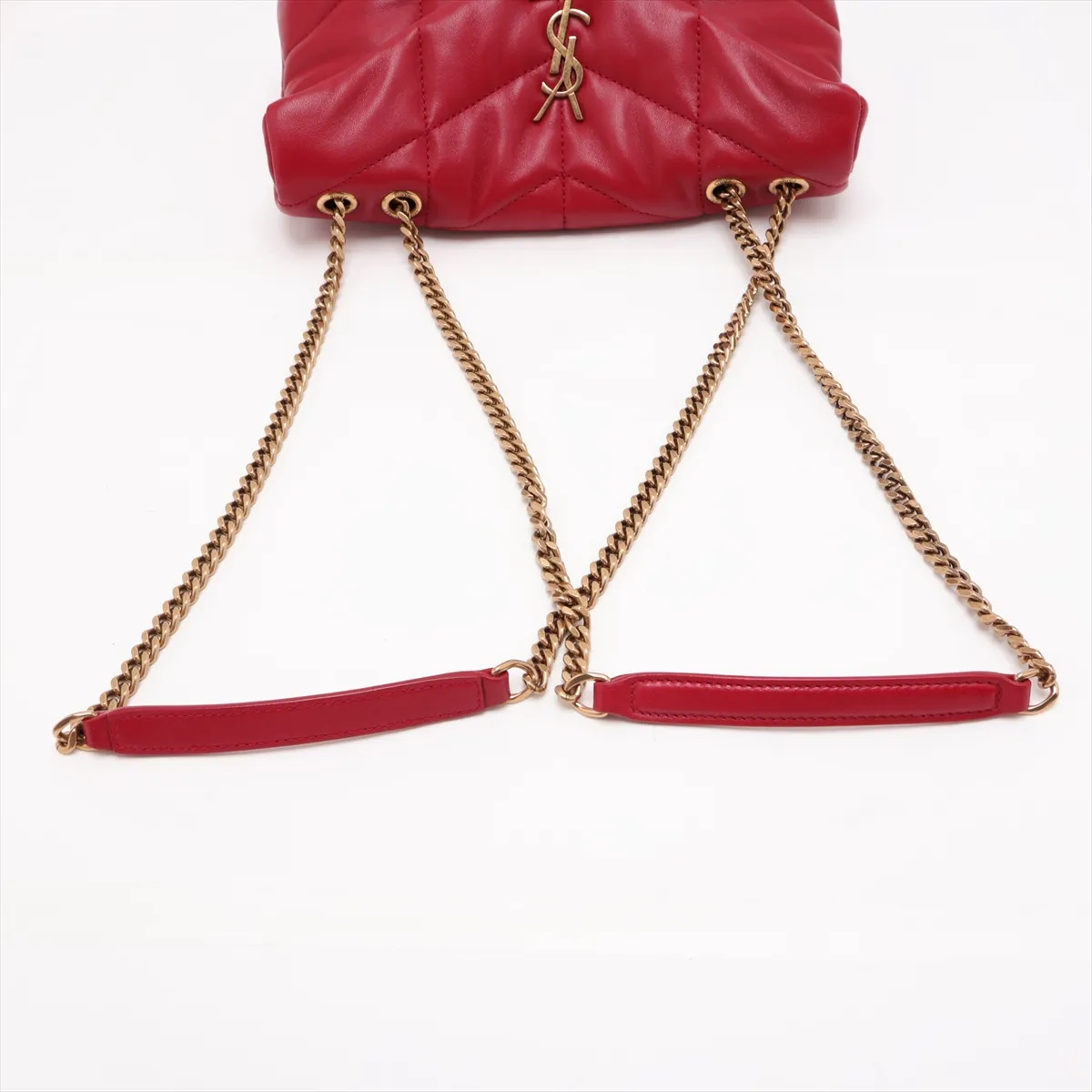 Puffer Leather Chain Shoulder Bag, Red, 759337 — view 5