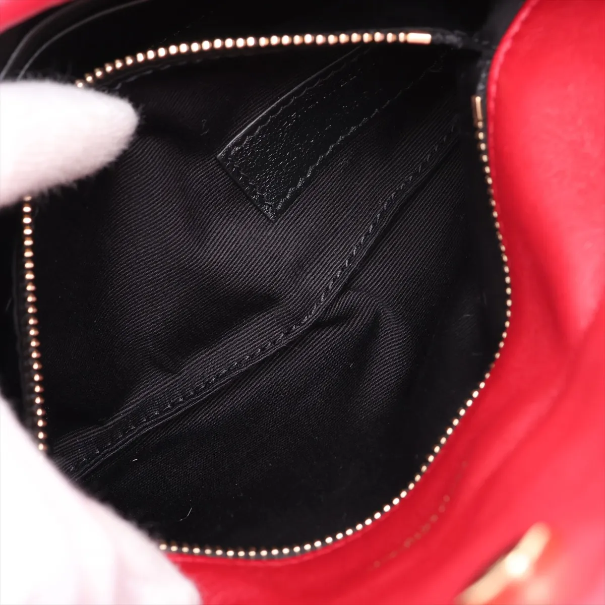 Puffer Leather Chain Shoulder Bag, Red, 759337 — view 9