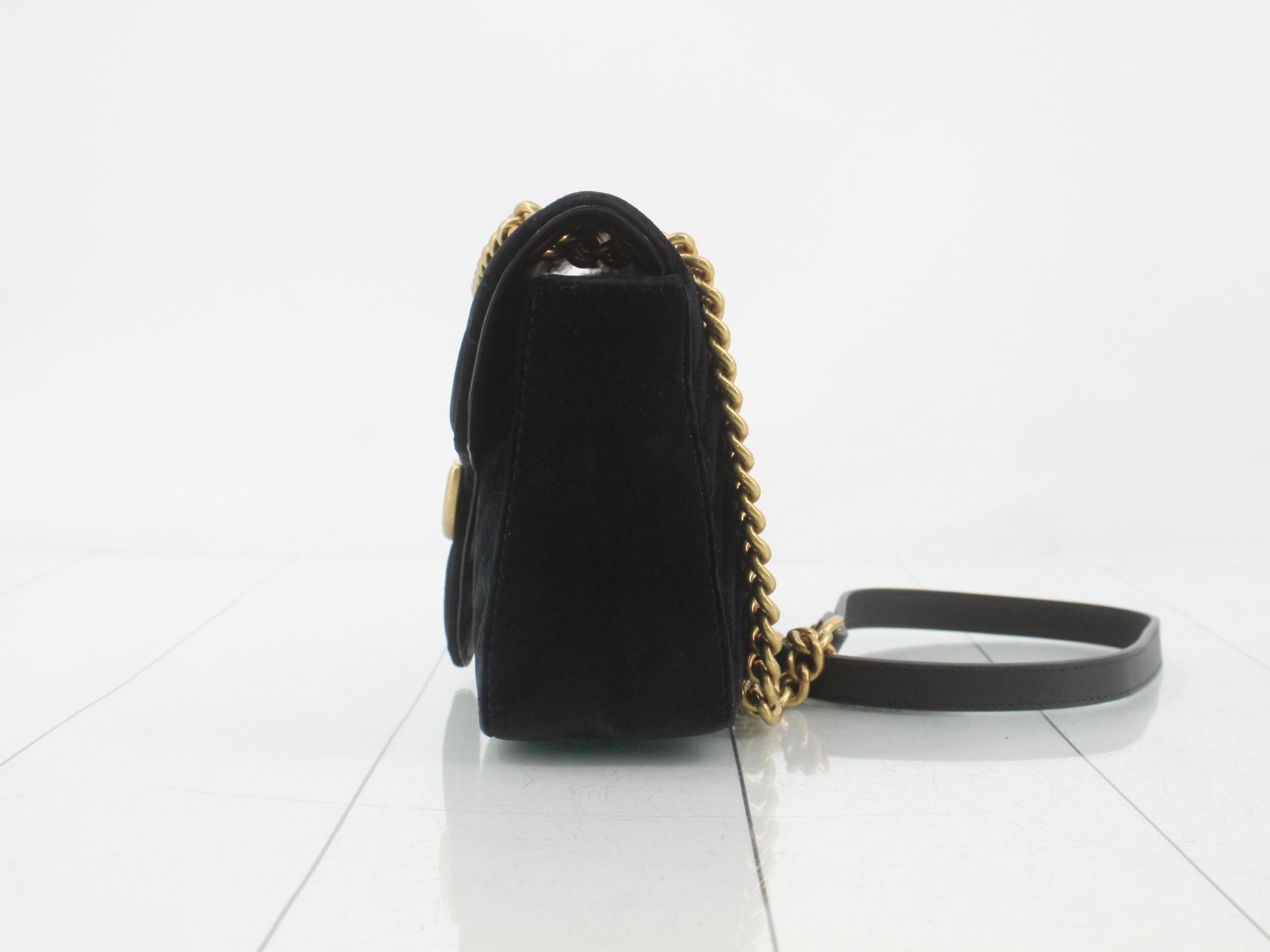 GG Marmont Velour Chain Shoulder Bag — view 3