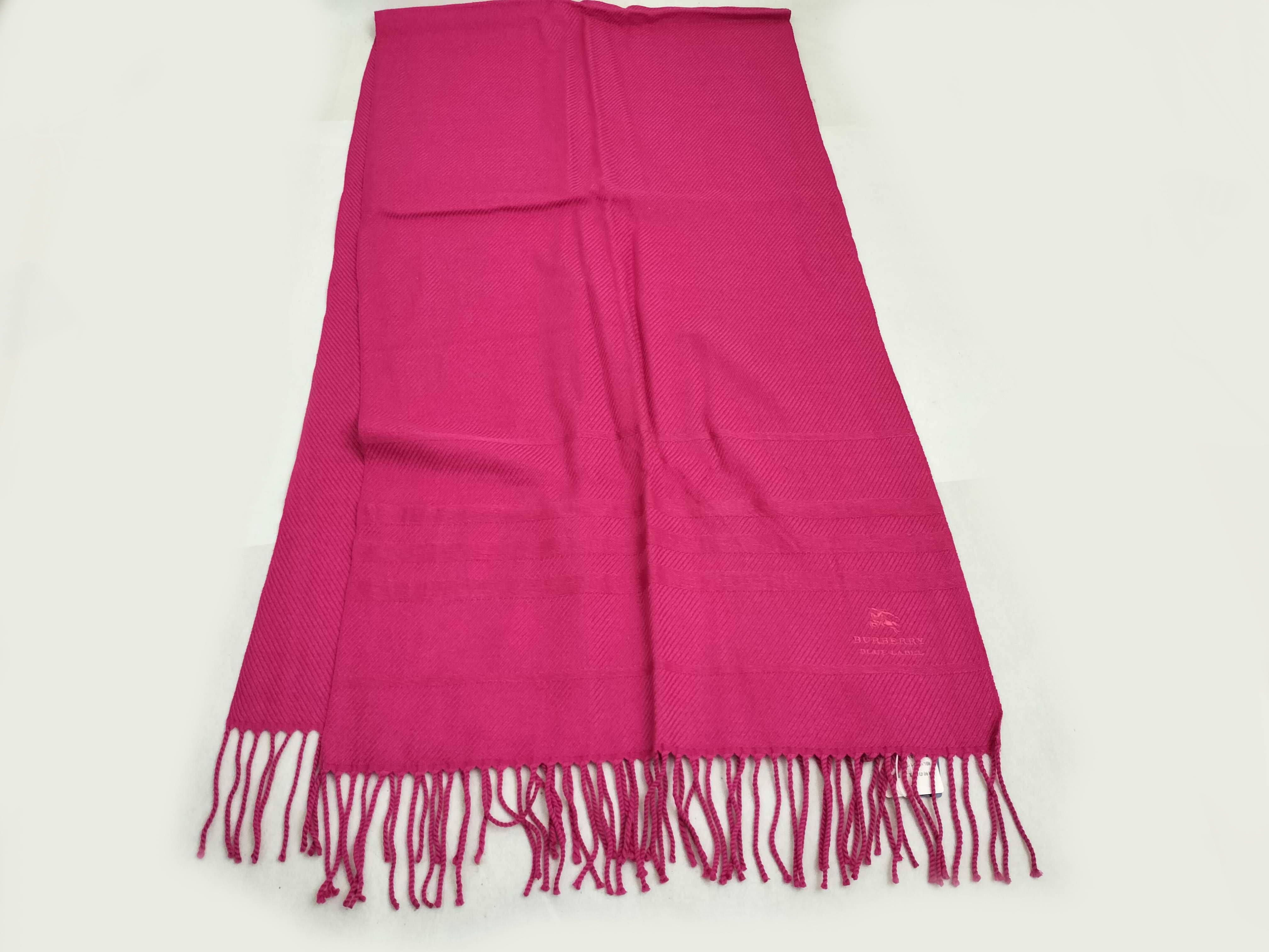 Blue Label Fringe Scarf, Horse Logo, Wool x Silk x Cashmere, Fuchsia Pink, with Box and Tags, Other Accessories — view 2