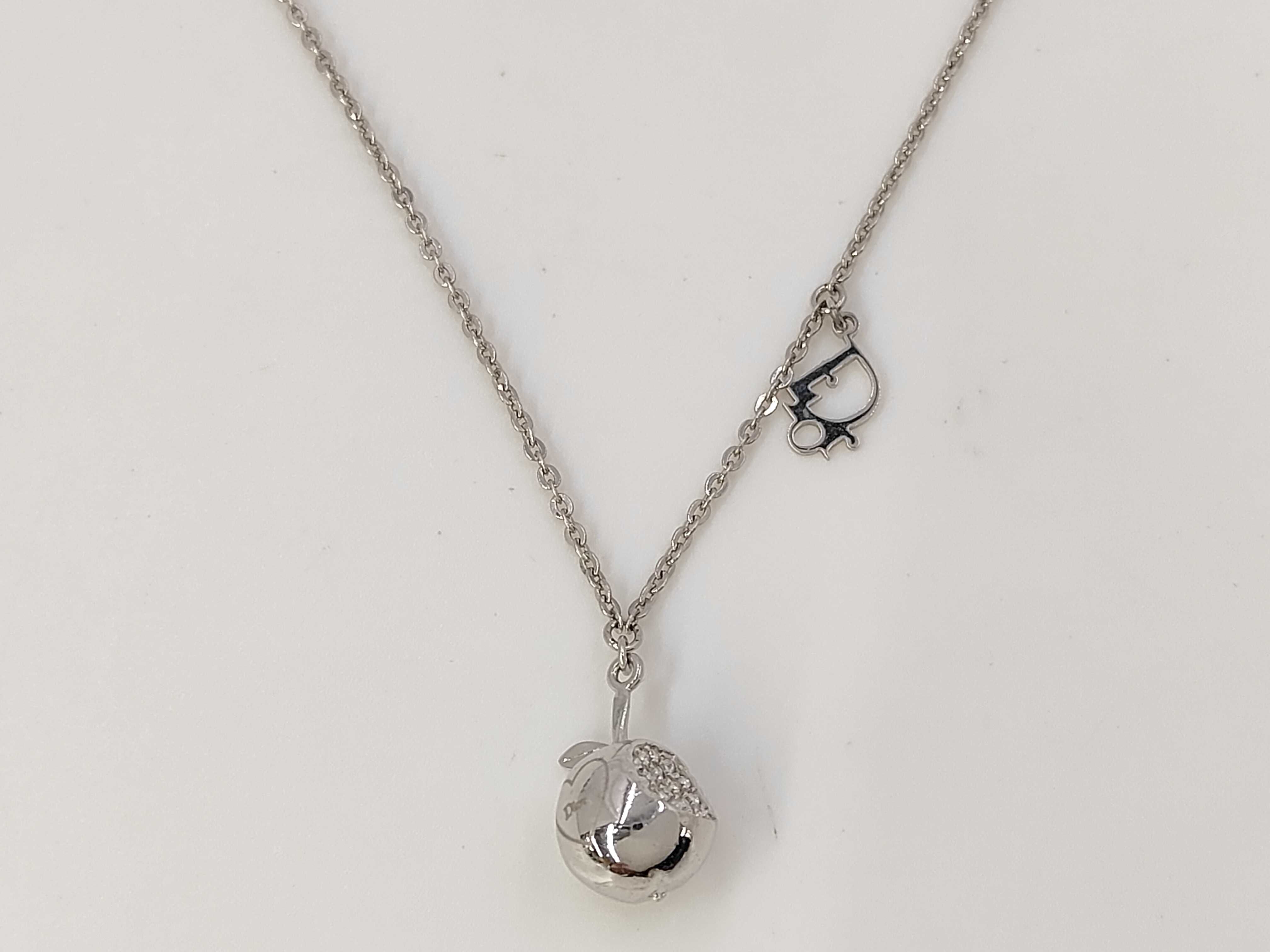 Logo Apple Stone Silver Necklace