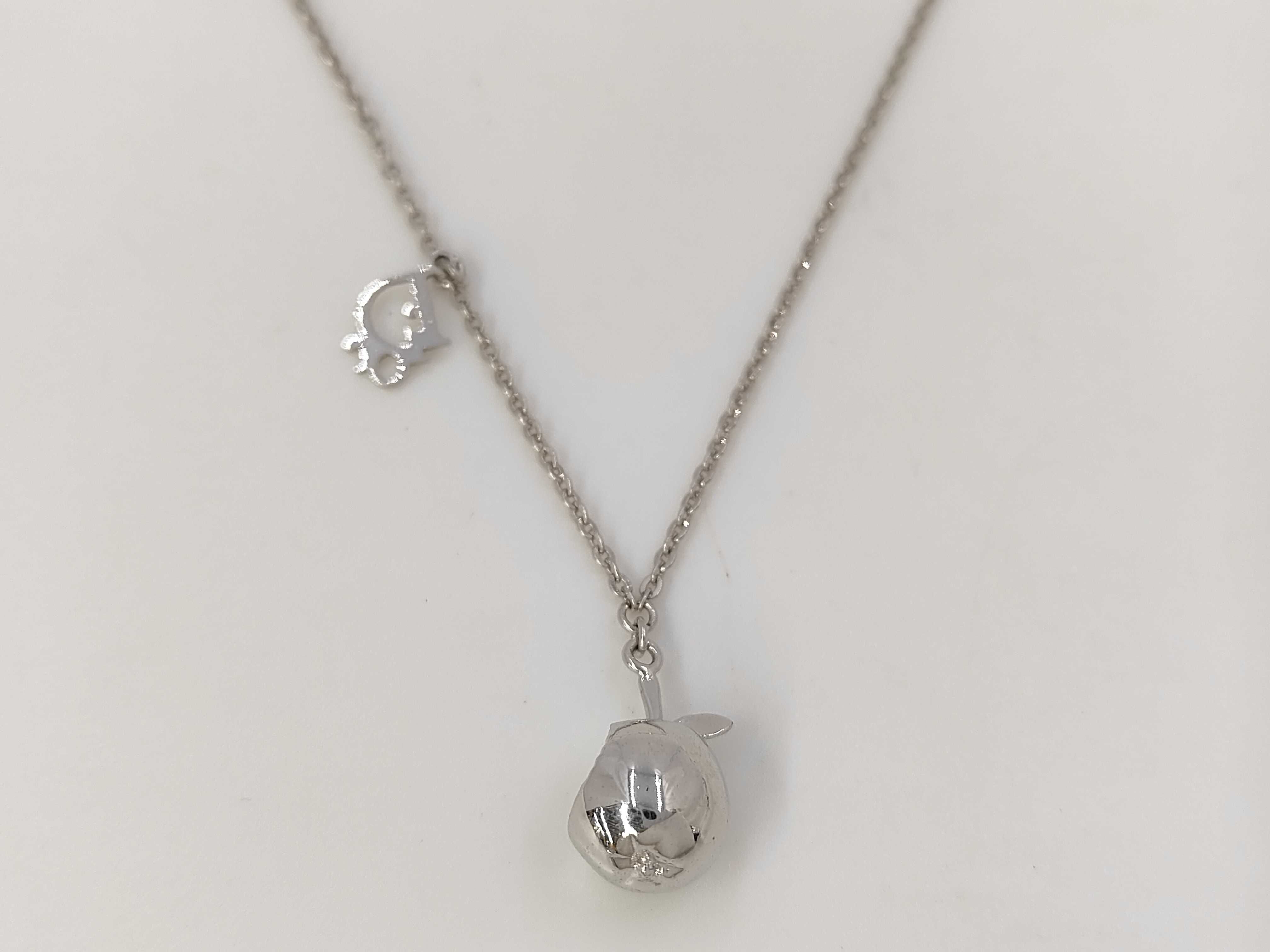 Logo Apple Stone Silver Necklace — view 2