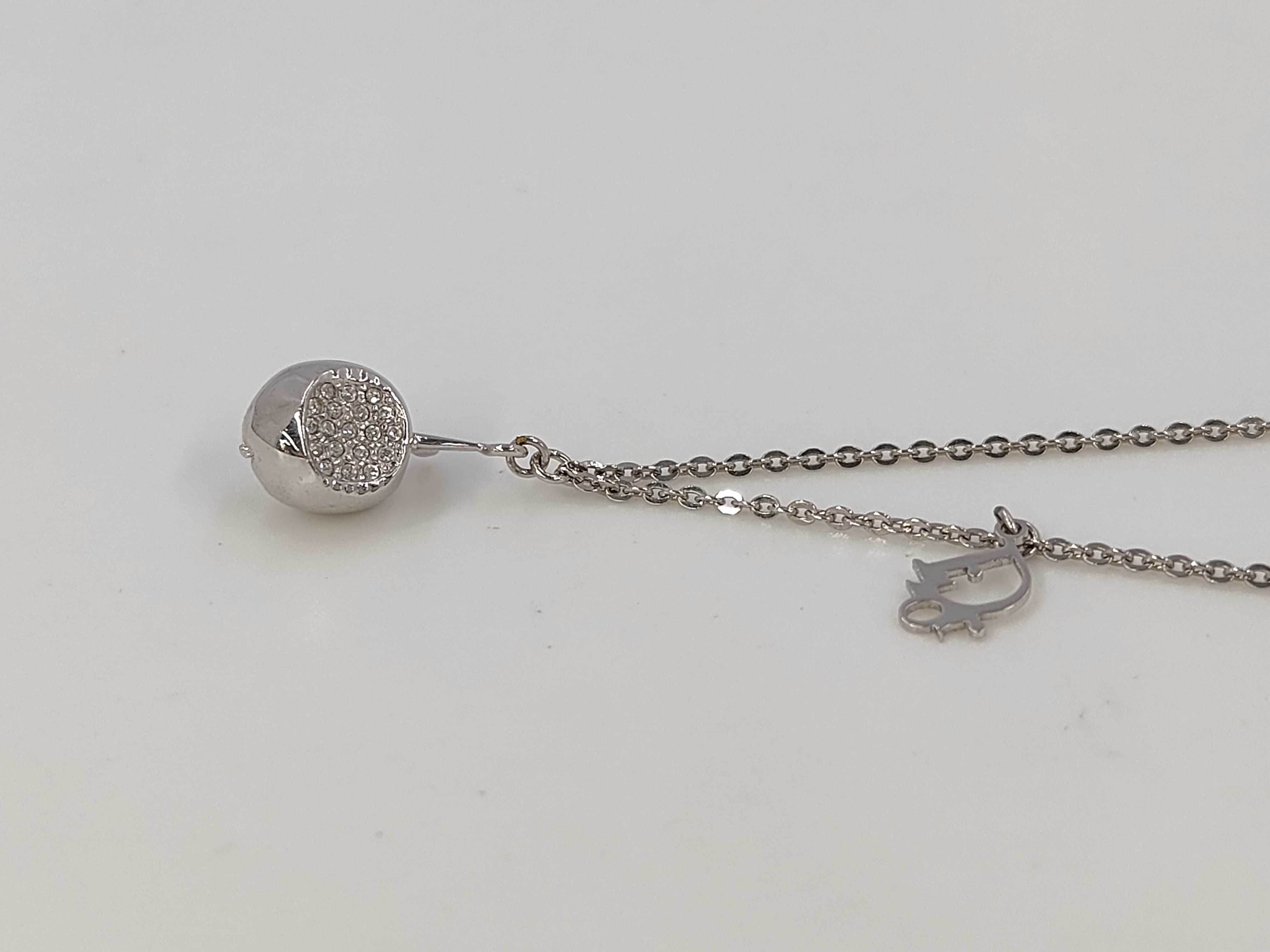 Logo Apple Stone Silver Necklace — view 3