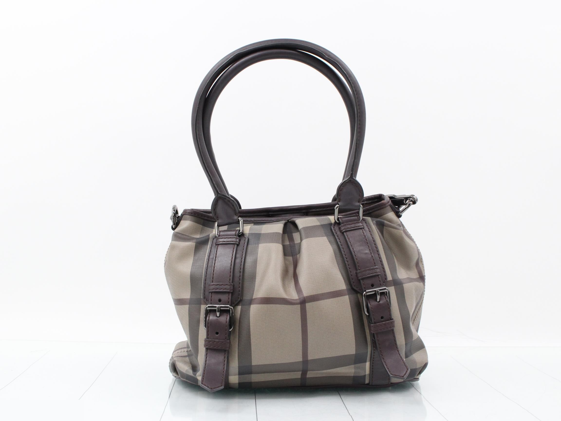 2WAY handbag PVC canvas check with strap W31H25D12 — view 2
