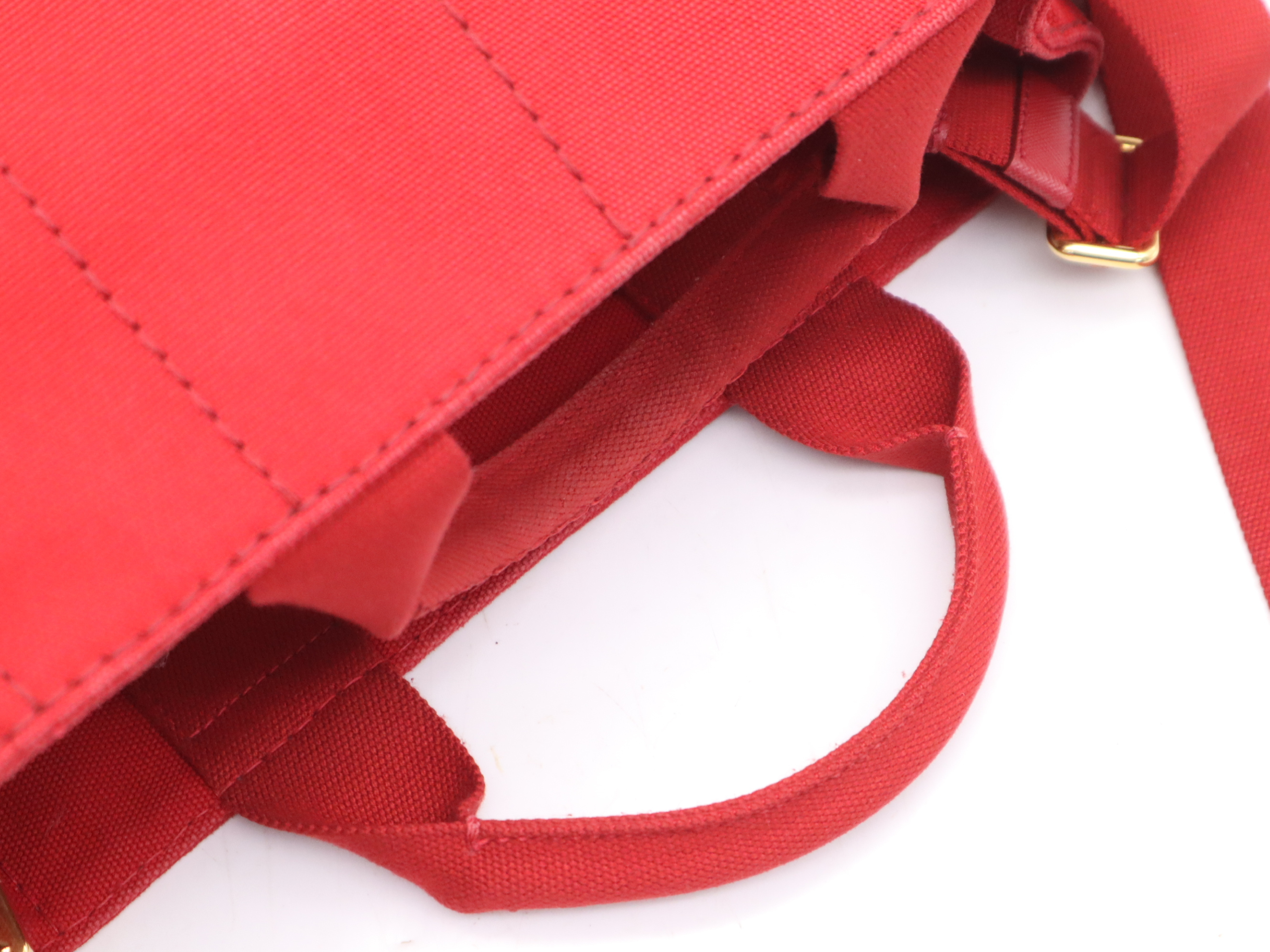 Canvas Canapa 2-Way Handbag, Red with Gold Hardware, Shoulder Strap, and Dust Bag. — view 6