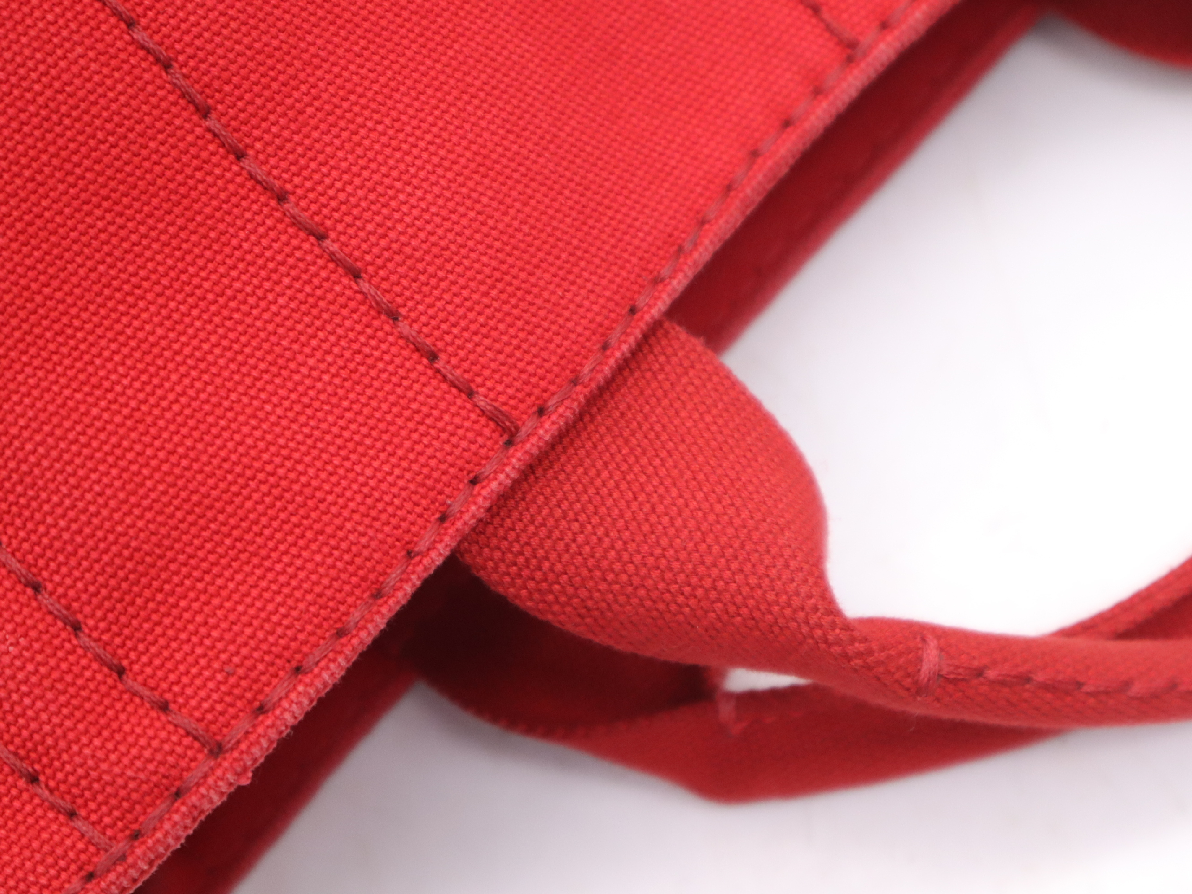 Canvas Canapa 2-Way Handbag, Red with Gold Hardware, Shoulder Strap, and Dust Bag. — view 7