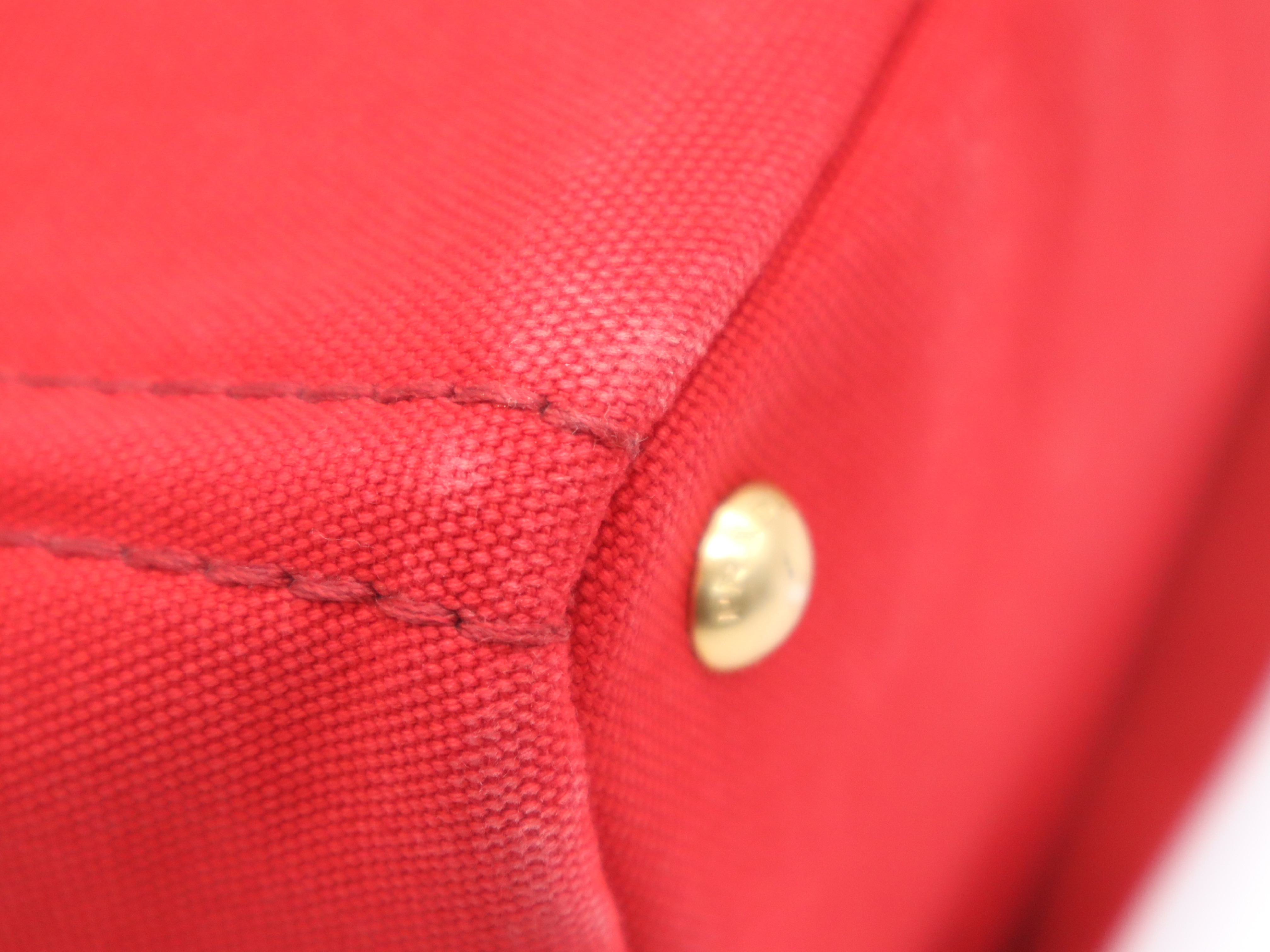 Canvas Canapa 2-Way Handbag, Red with Gold Hardware, Shoulder Strap, and Dust Bag. — view 10