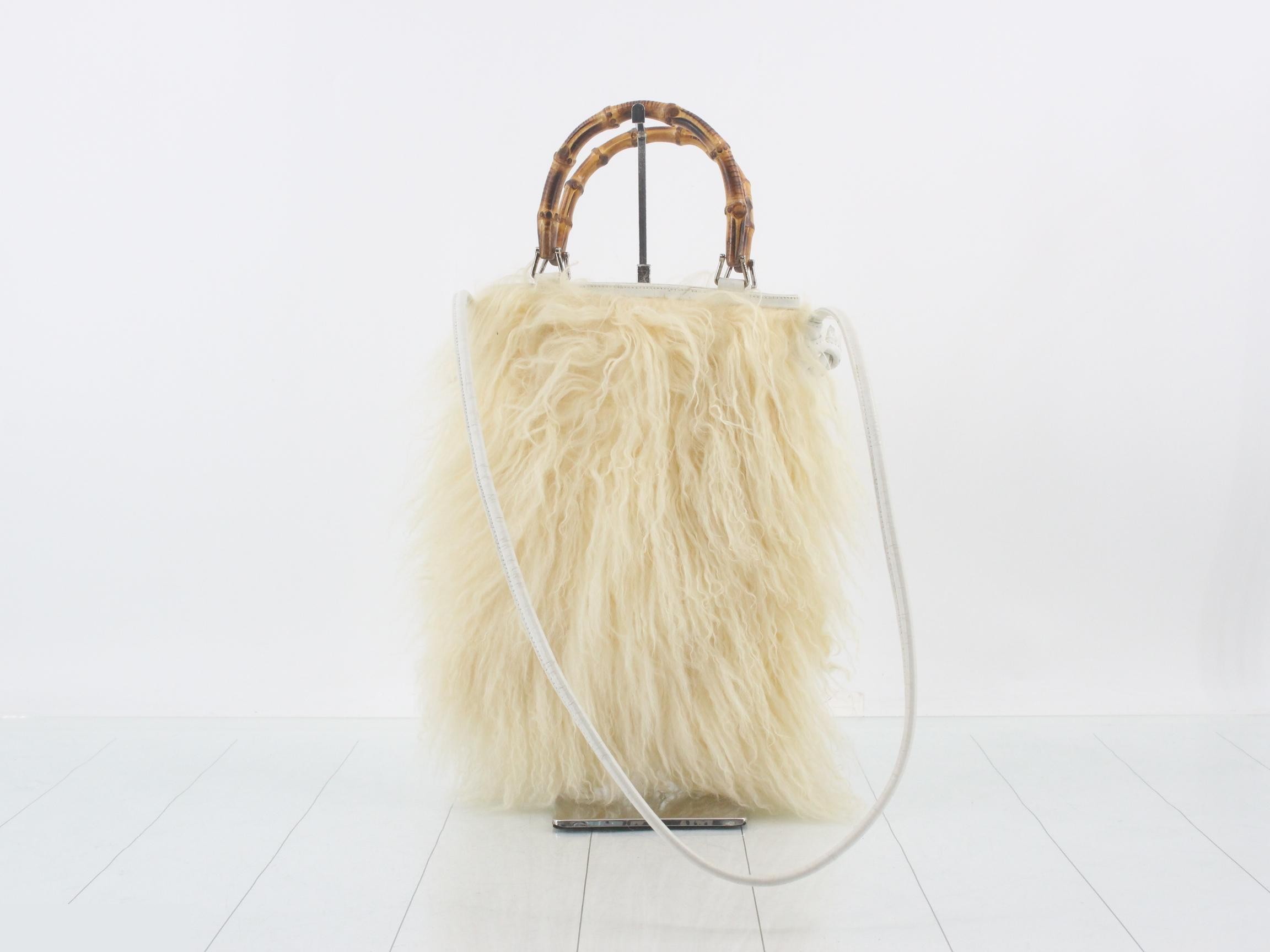 Fur and bamboo 2-way shoulder bag — view 2